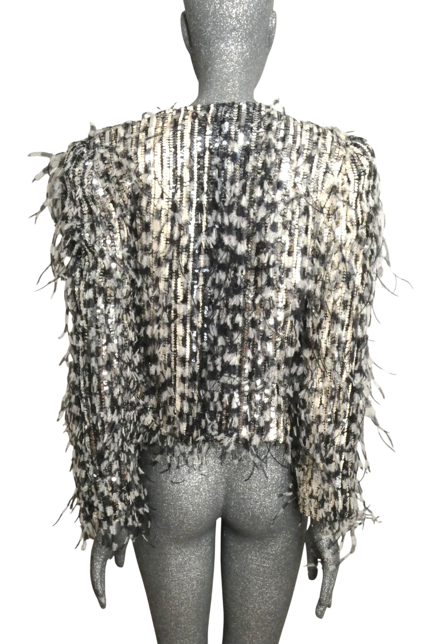 BILL BLASS - 1986 Sequin & Feather Evening Jacket, Size-10