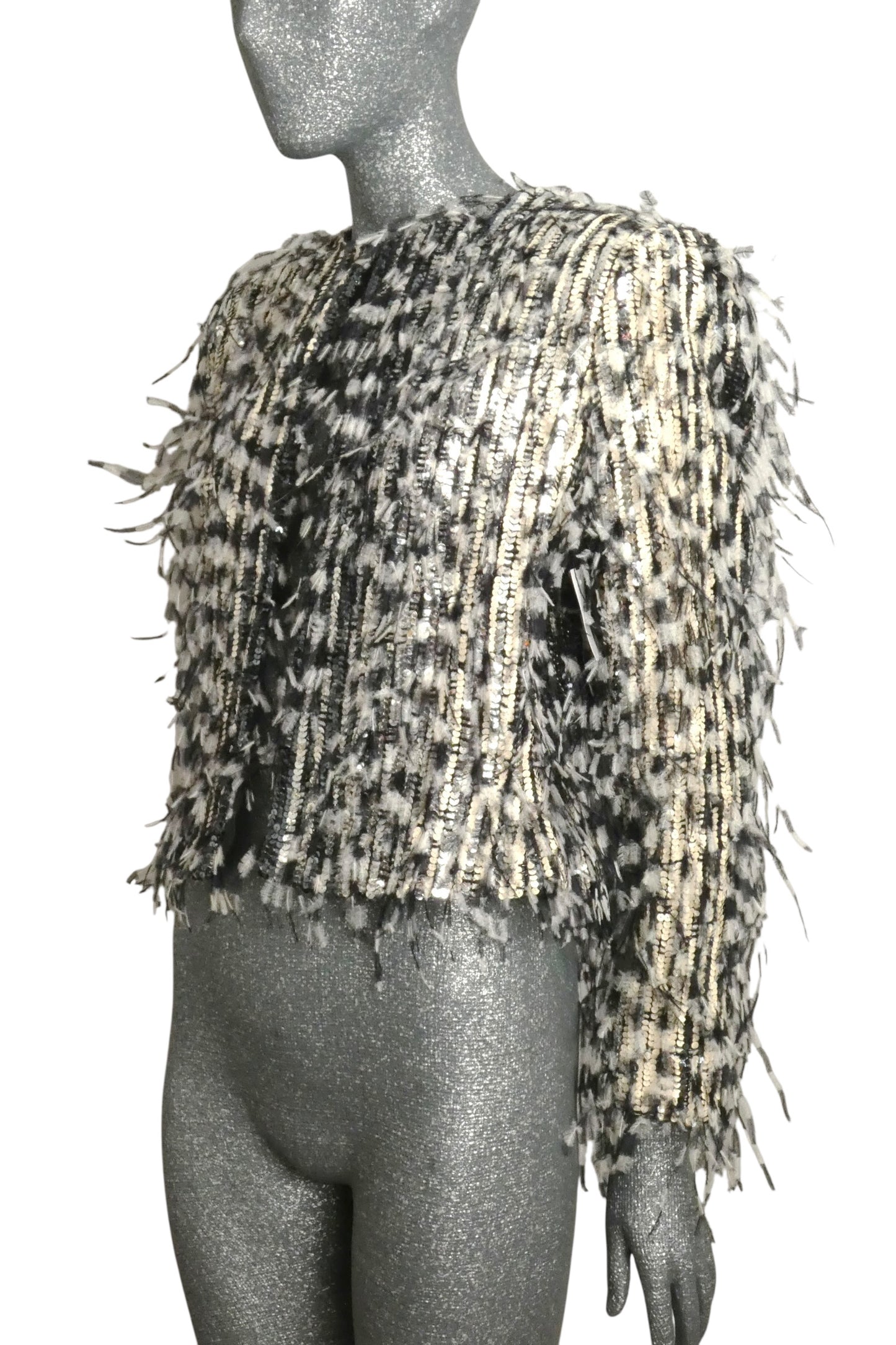 BILL BLASS - 1986 Sequin & Feather Evening Jacket, Size-10