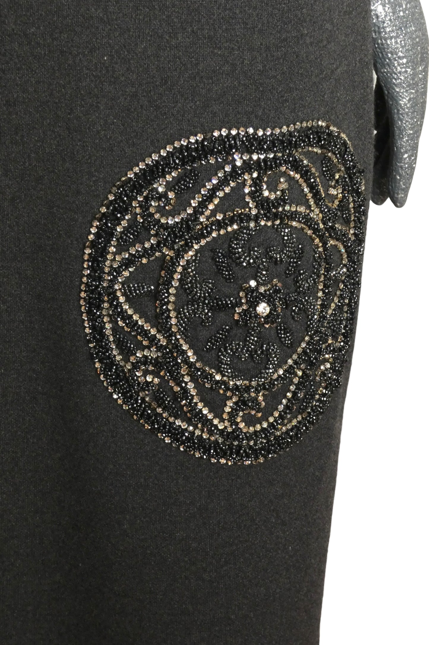MR. BLACKWELL - 1960s Beaded Grey Wool Knit Dress, Size-8