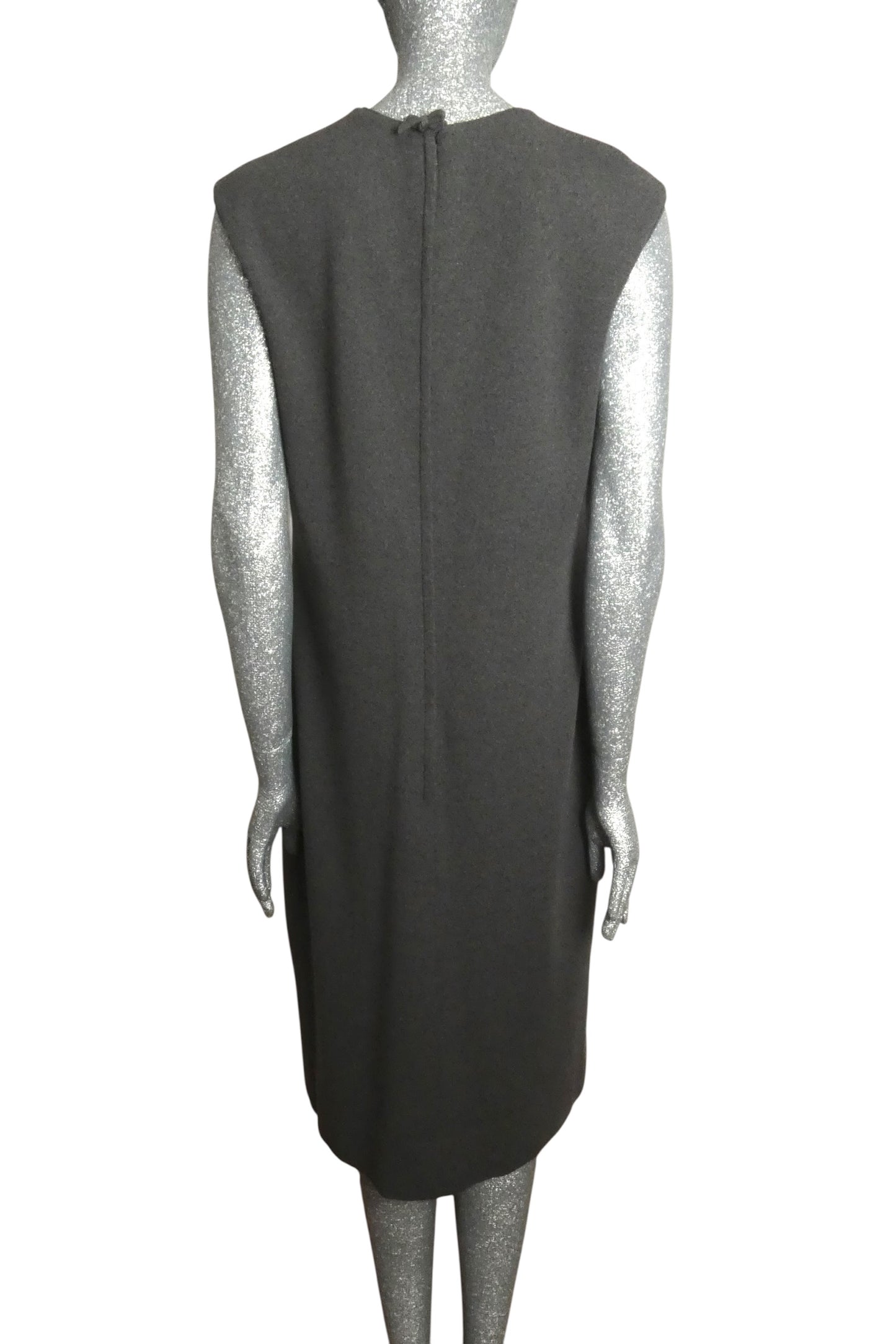 MR. BLACKWELL - 1960s Beaded Grey Wool Knit Dress, Size-8