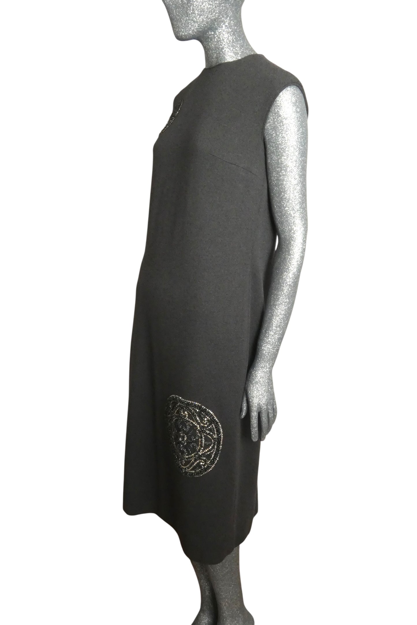 MR. BLACKWELL - 1960s Beaded Grey Wool Knit Dress, Size-8