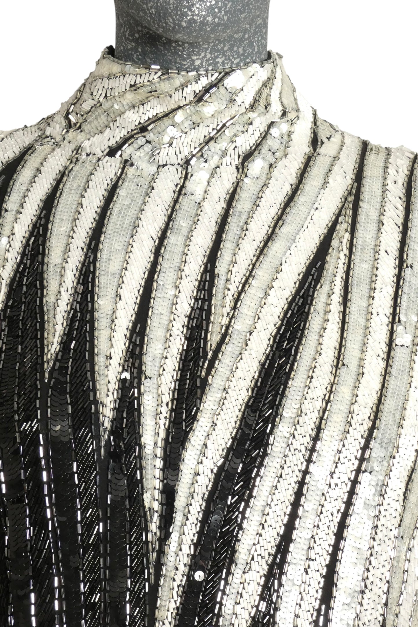 BOB MACKIE - 1980s Beaded Crepe Evening Gown, Size-12