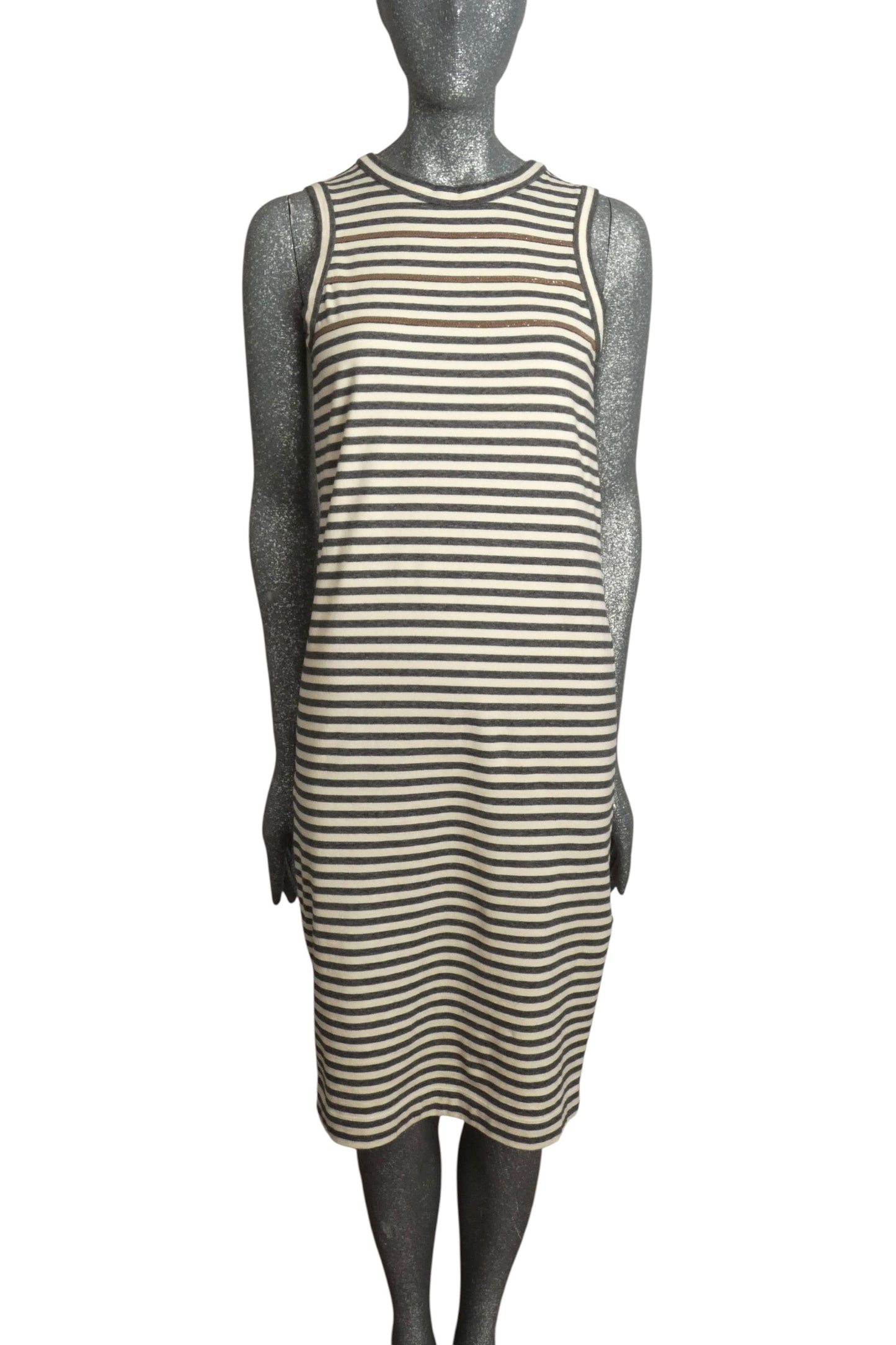 BRUNELLO CUCINELLI - 2020s Cotton Stripe Knit Dress, Size Small