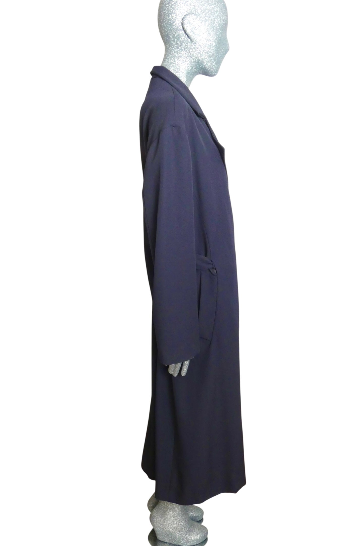 CELINE - Navy Wool Gabardine Over Coat, Size-14