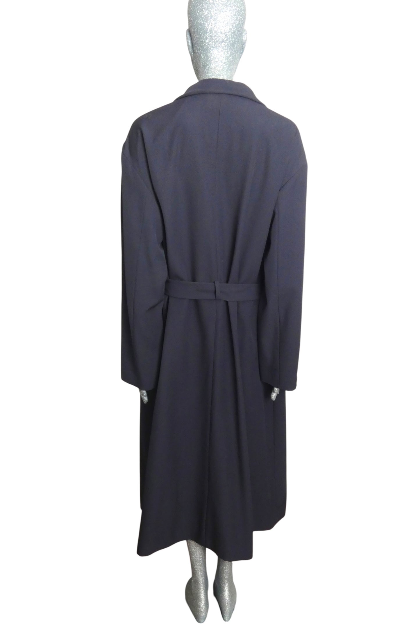 CELINE - Navy Wool Gabardine Over Coat, Size-14