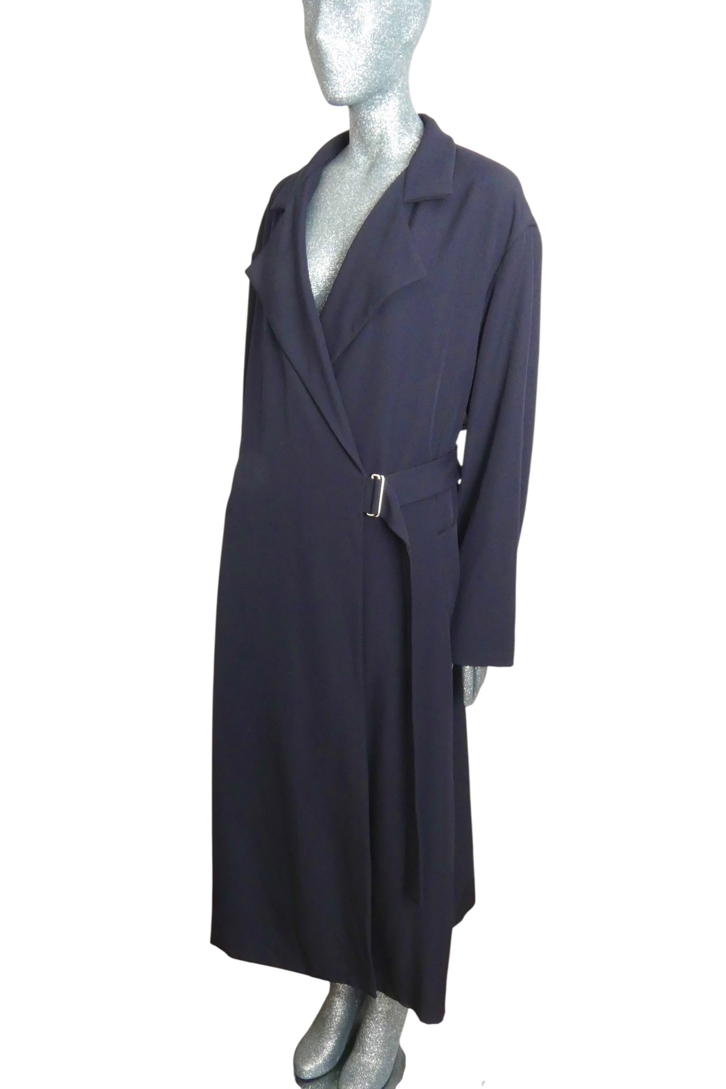CELINE - Navy Wool Gabardine Over Coat, Size-14