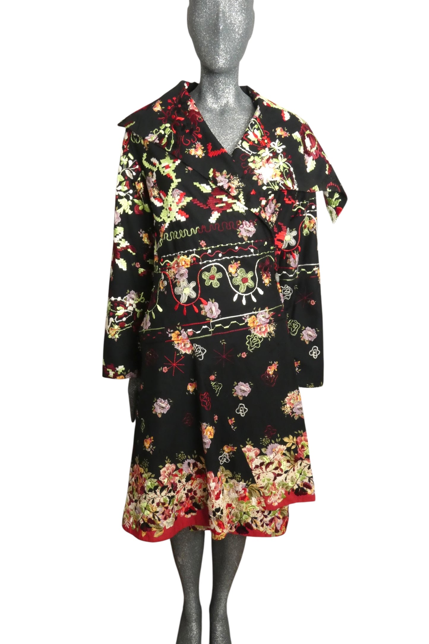 CHRISTIAN LACROIX - Asymmetrical Embroidered Coat, Size-8