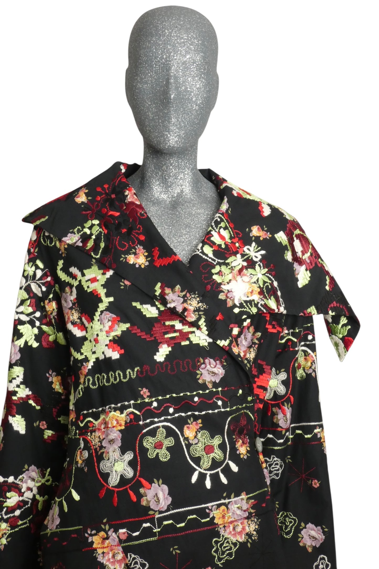 CHRISTIAN LACROIX - Asymmetrical Embroidered Coat, Size-8