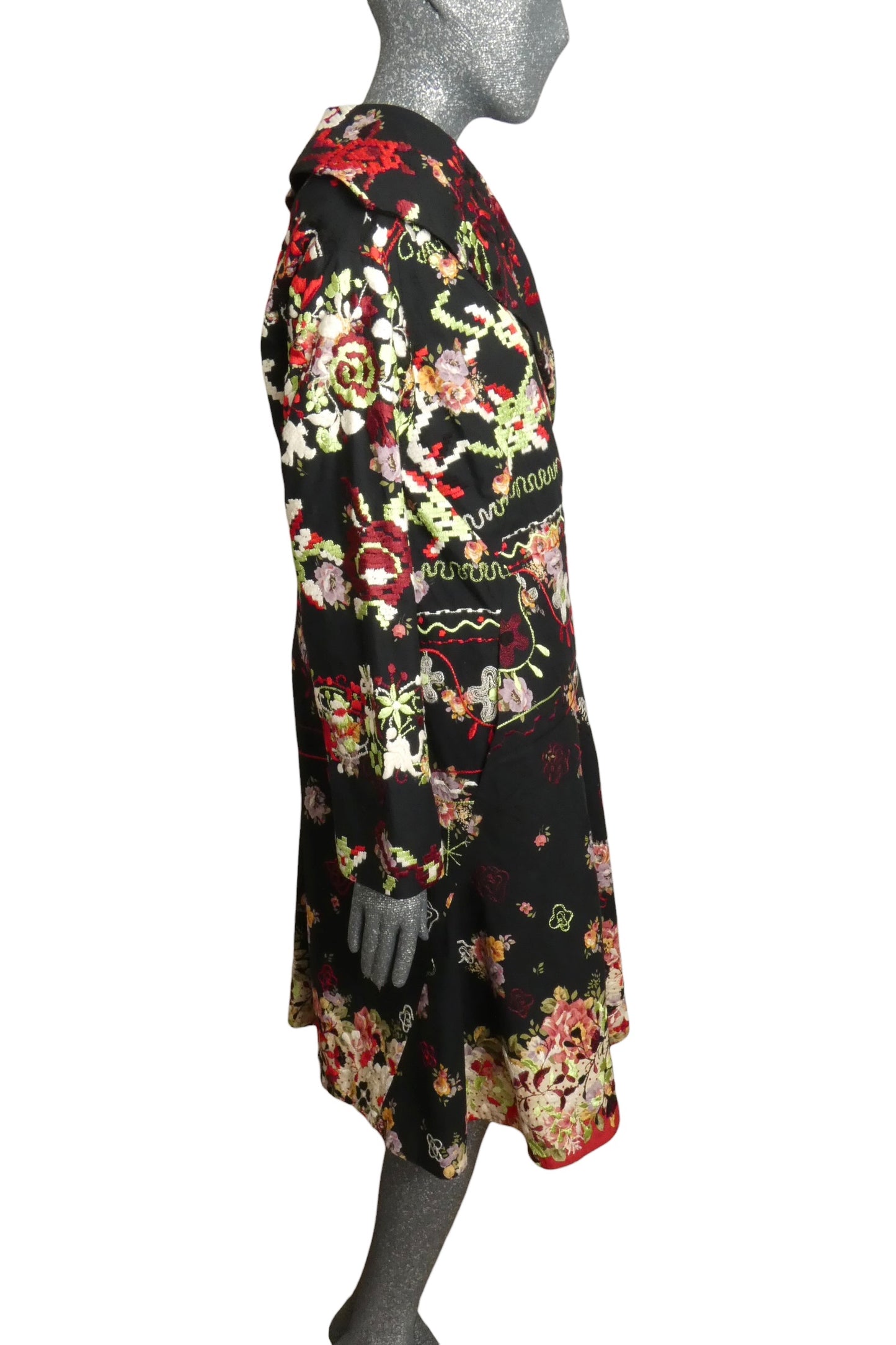 CHRISTIAN LACROIX - Asymmetrical Embroidered Coat, Size-8