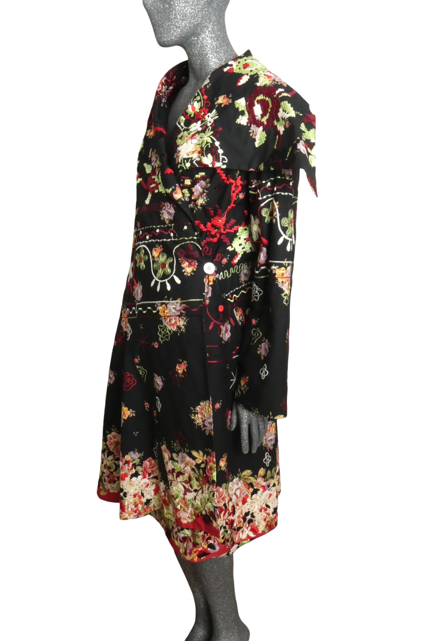 CHRISTIAN LACROIX - Asymmetrical Embroidered Coat, Size-8