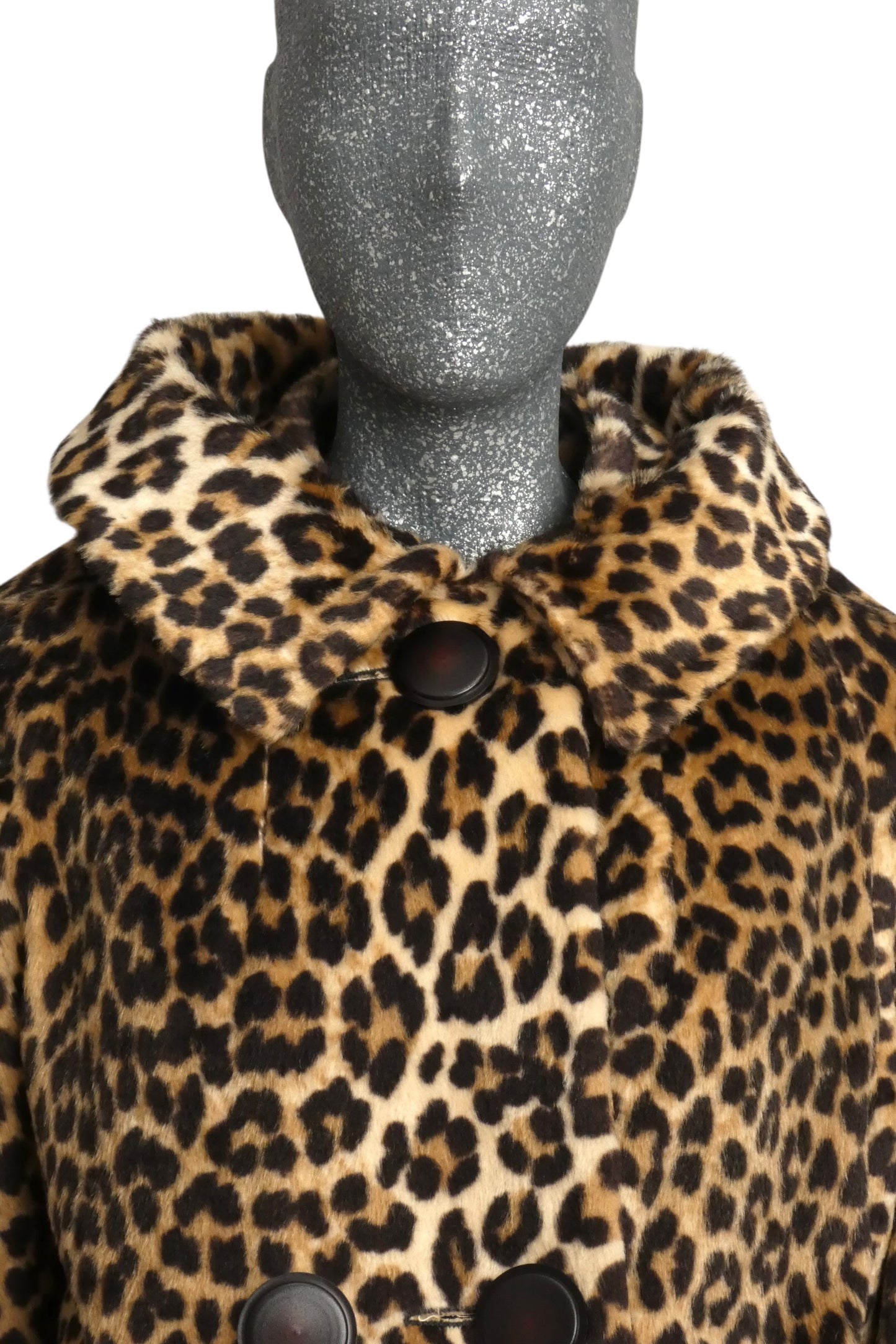 1960s Faux Leopard Print Coat, Size-8