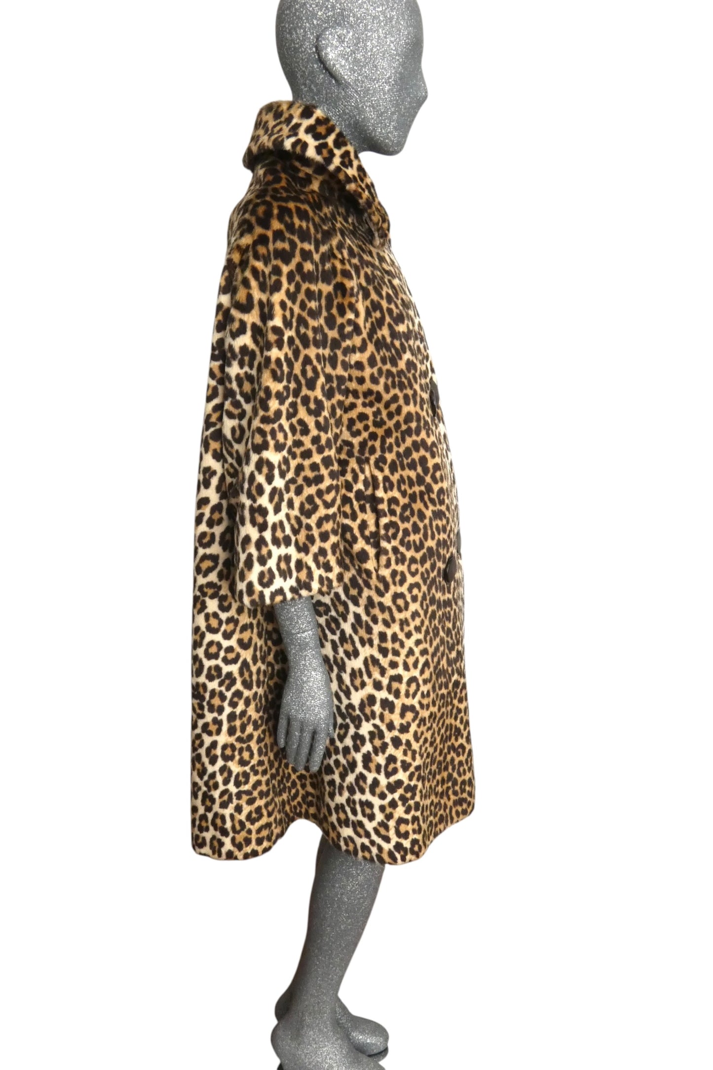 1960s Faux Leopard Print Coat, Size-8