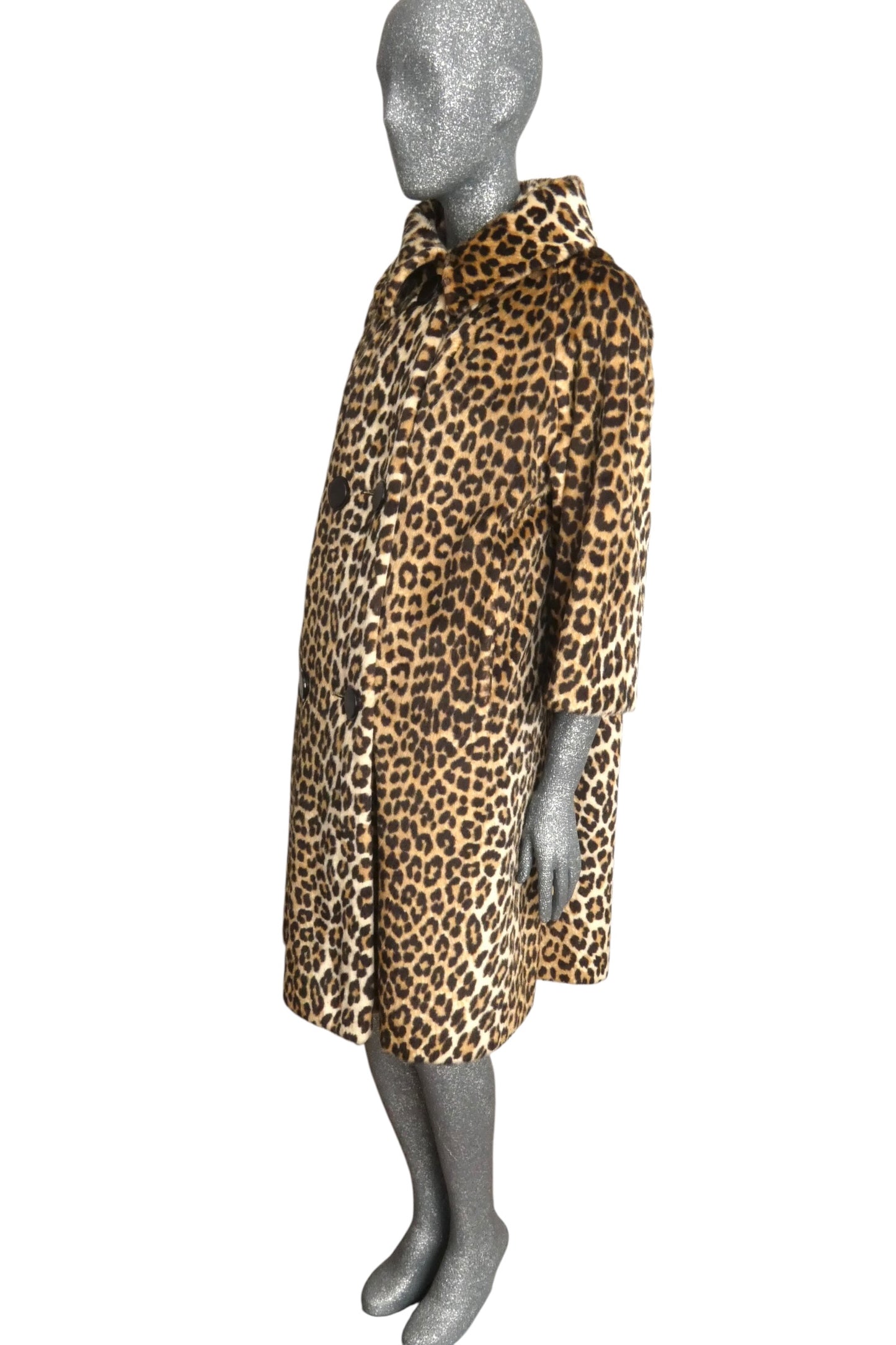 1960s Faux Leopard Print Coat, Size-8