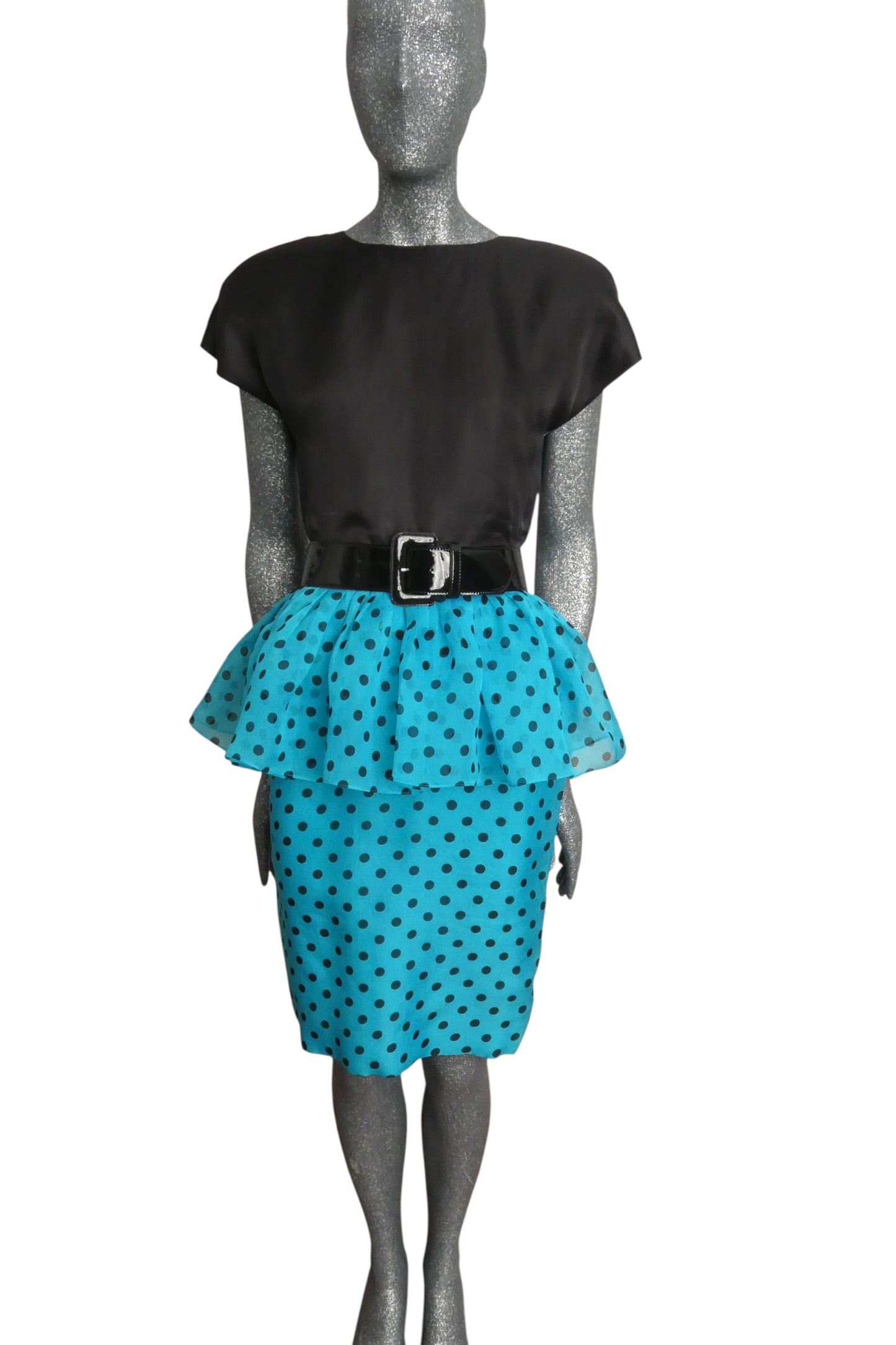 CHRISTIAN DIOR -  1980s Silk Organza Polka Dot Dress, Size-6