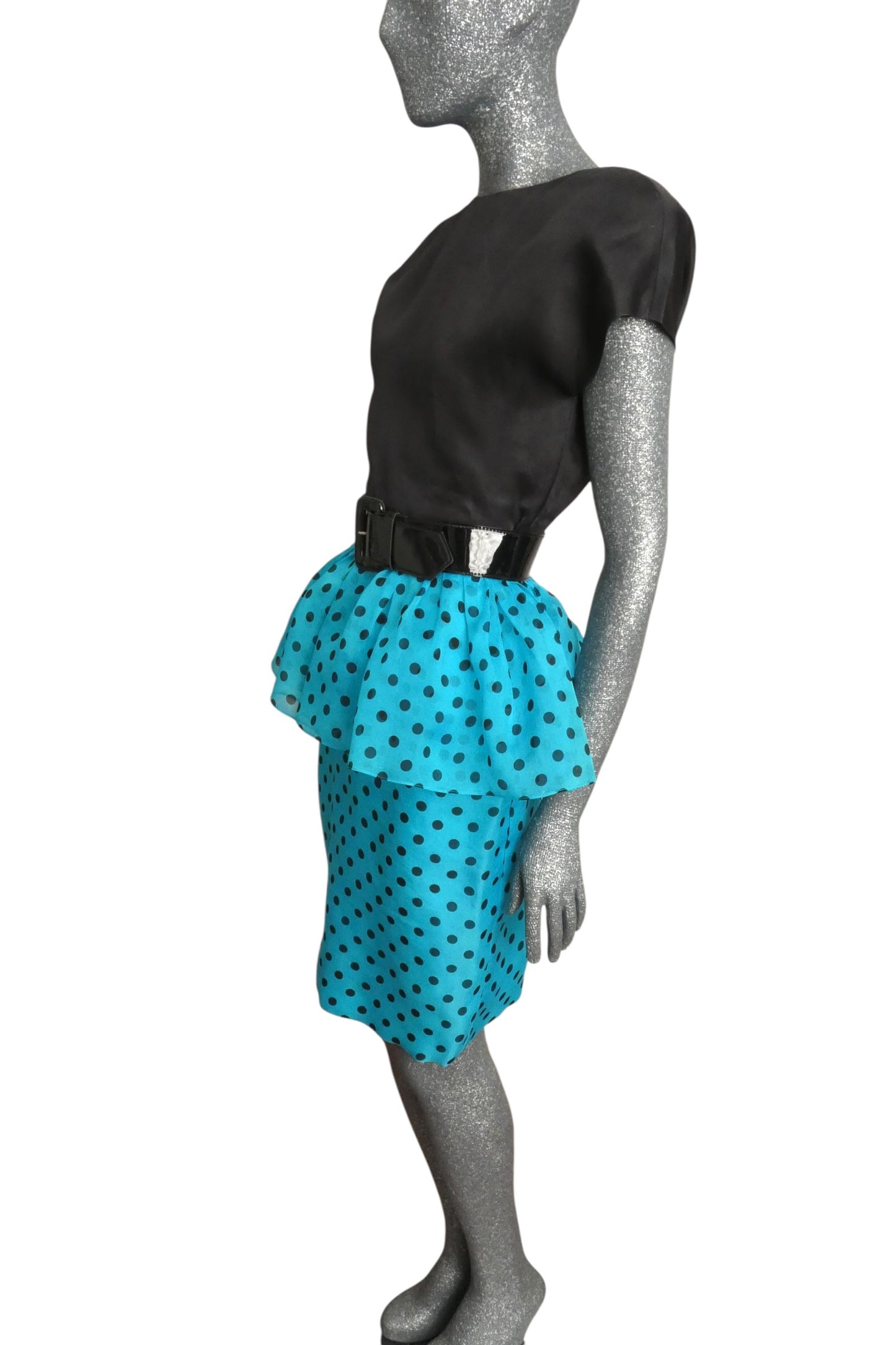 CHRISTIAN DIOR -  1980s Silk Organza Polka Dot Dress, Size-6
