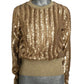 DOLCE & GABBANA - 2010s Gold Sequin & Knit Sweatshirt, Size 10