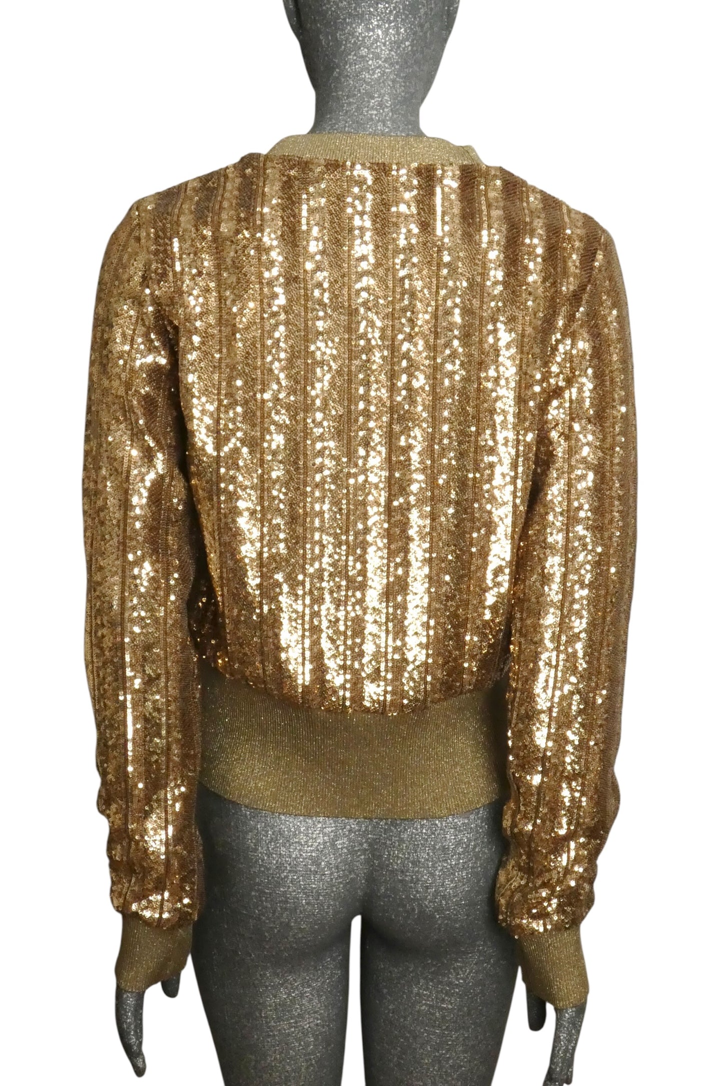DOLCE & GABBANA - 2010s Gold Sequin & Knit Sweatshirt, Size 10