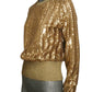DOLCE & GABBANA - 2010s Gold Sequin & Knit Sweatshirt, Size 10
