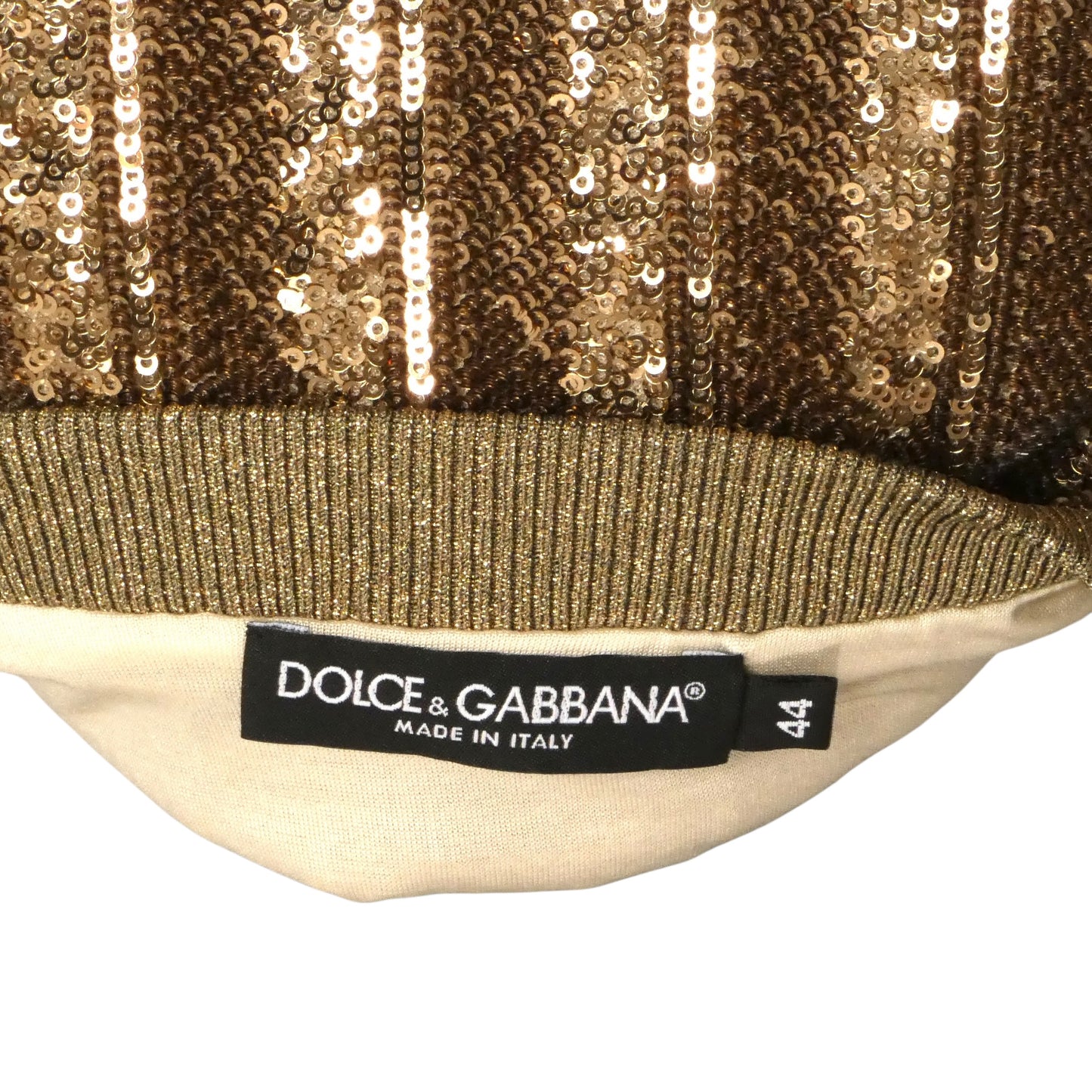 DOLCE & GABBANA - 2010s Gold Sequin & Knit Sweatshirt, Size 10