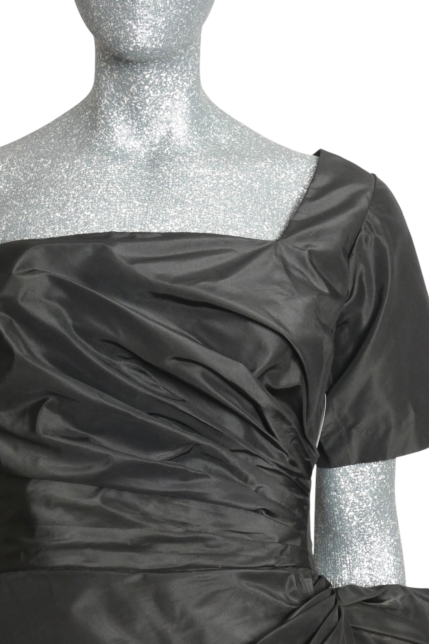 1950s Black Silk Taffeta Dress, Size-6