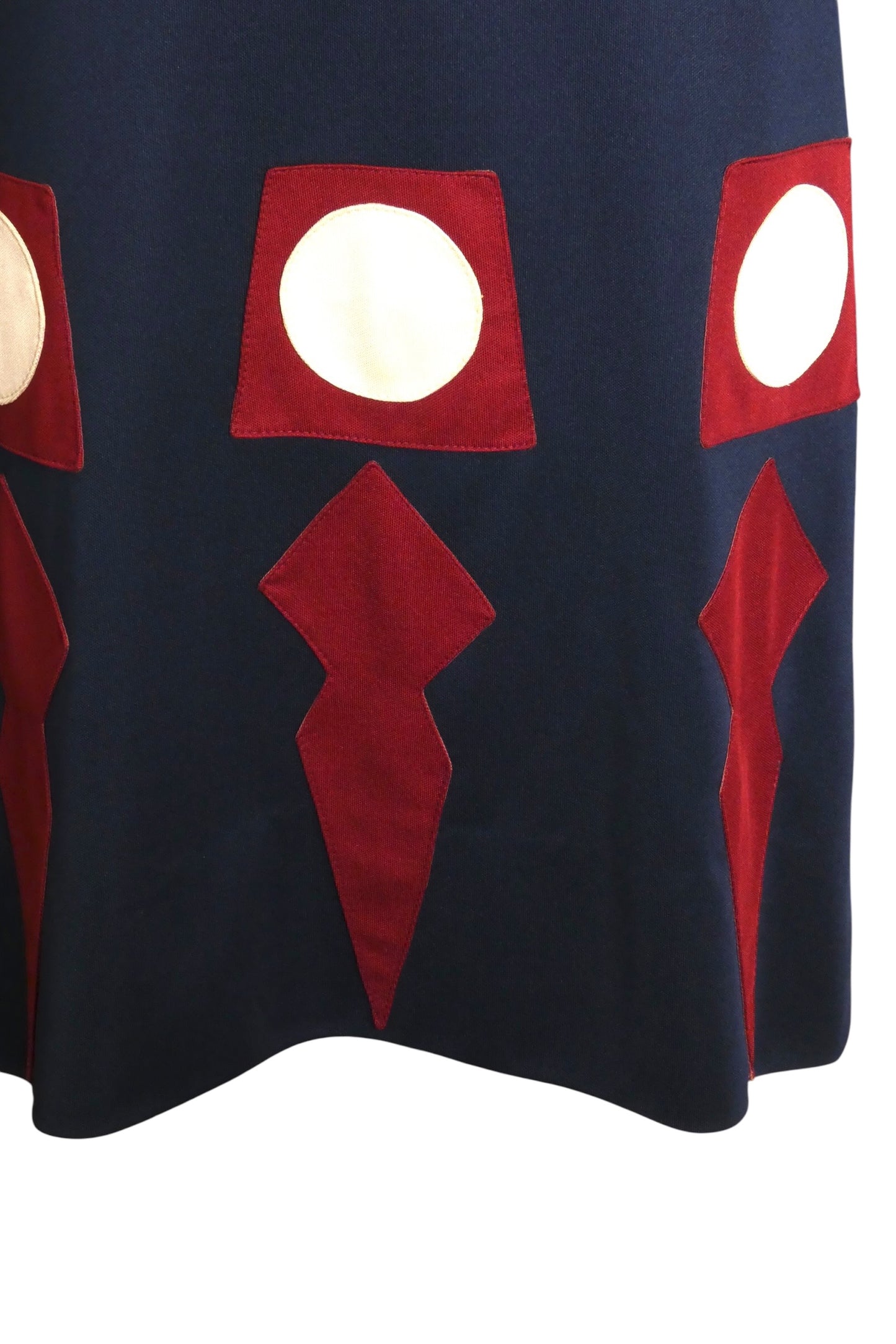 1970s Navy Appliqué Shift Dress, Size-6