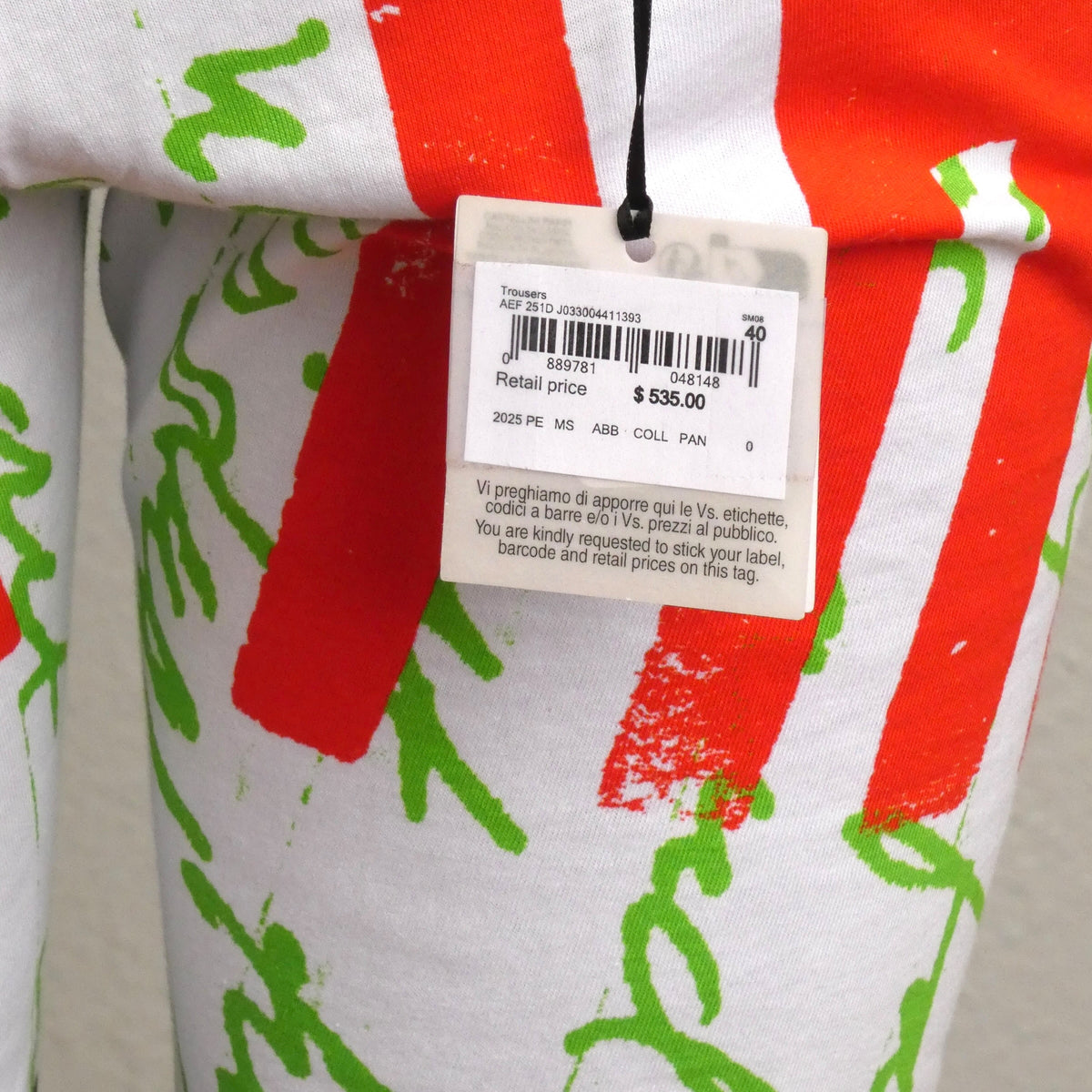 MOSCHINO COUTURE! - S2025 White & Multi Printed Knit Pants, Size-4