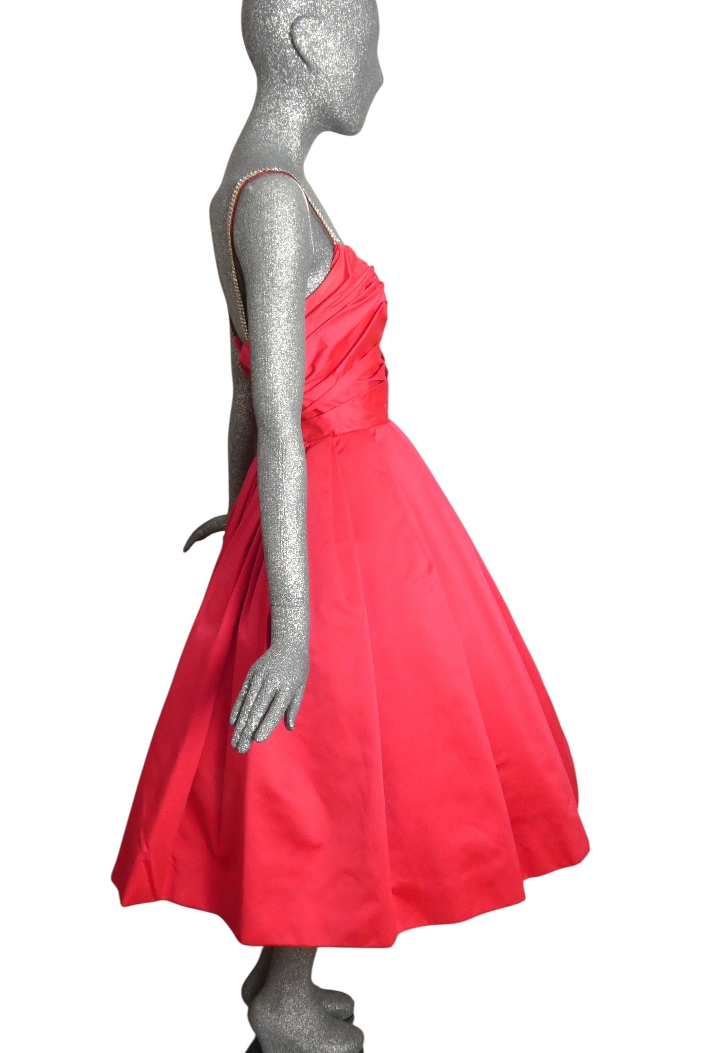 EMMA DOMB - 1950s Satin Rhinestone Party Dress, Size- 4
