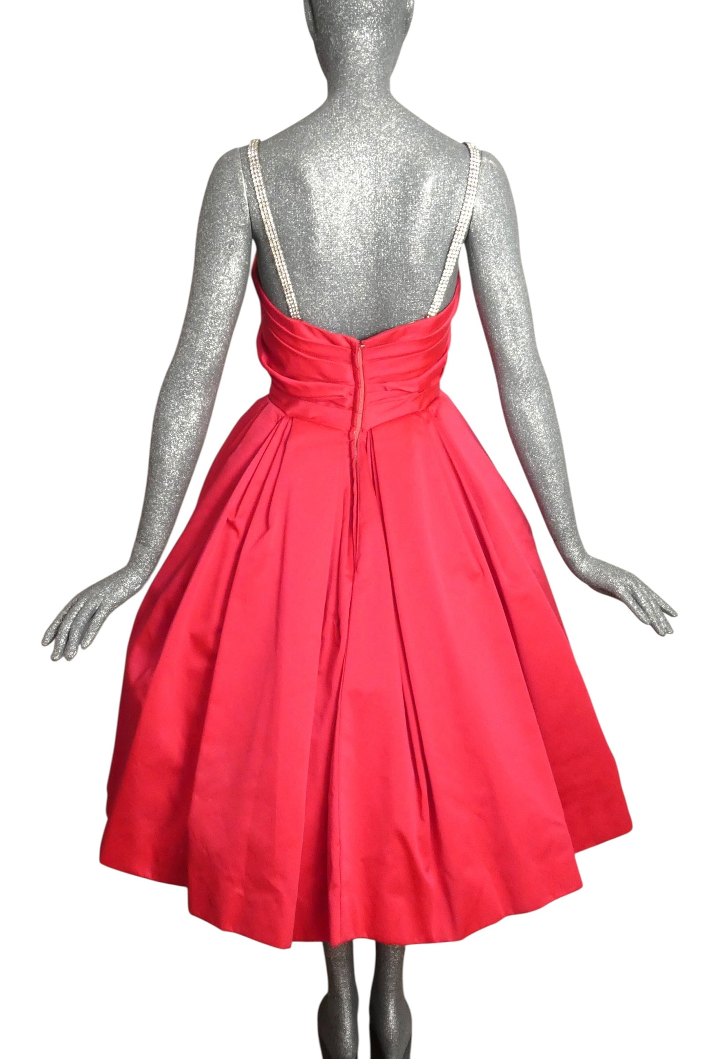 EMMA DOMB - 1950s Satin Rhinestone Party Dress, Size- 4