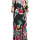 Printed Ruffle Maxi Dress, Size 10