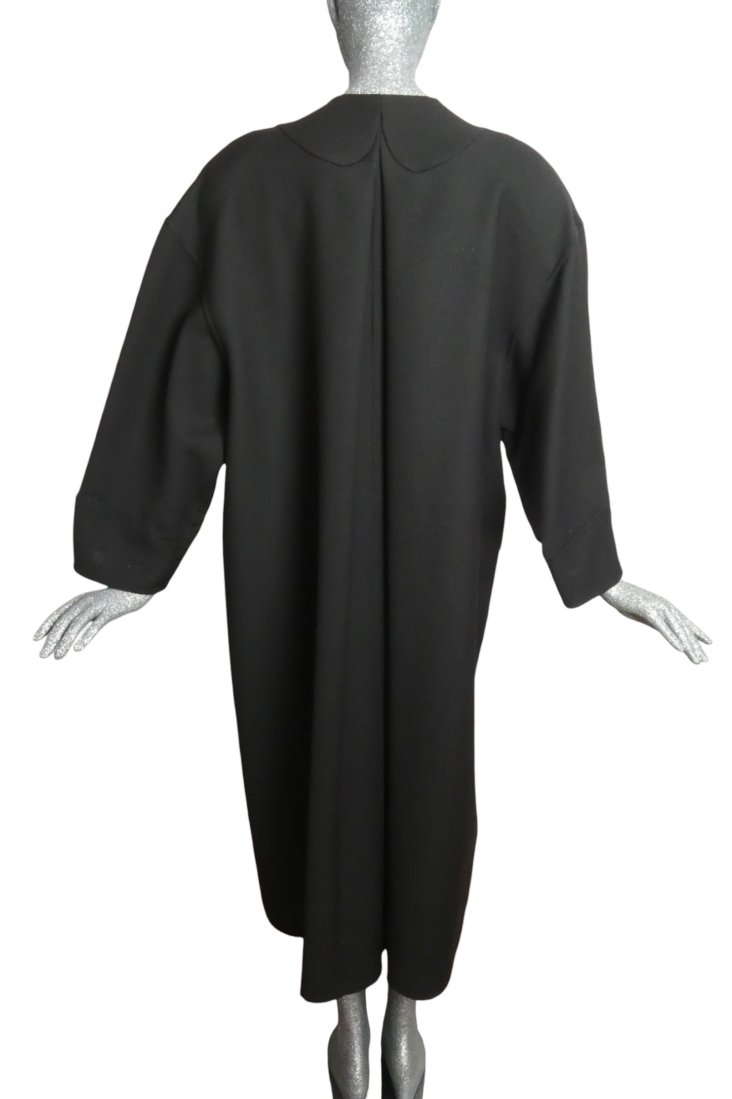 GEOFFREY BEENE - 1986 Black Wool Lesage Embroidered Coat, Size-10