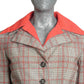 GEOFFREY BEENE - 1970s Grey & Red Wool Plaid Coat Dress, Size-6