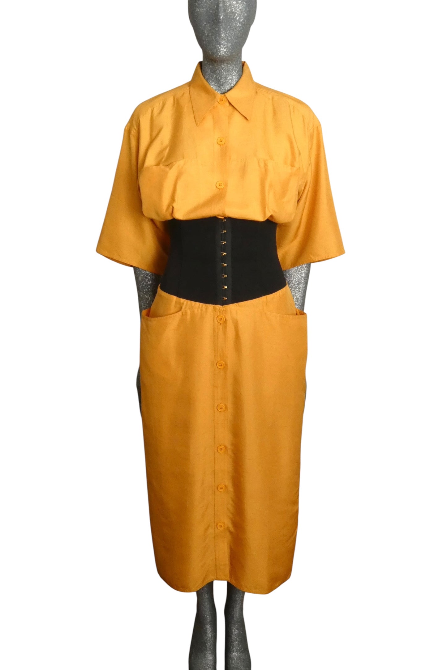 GIANFRANCO FERRE - 1980s Silk Corseted Dress, Size-8