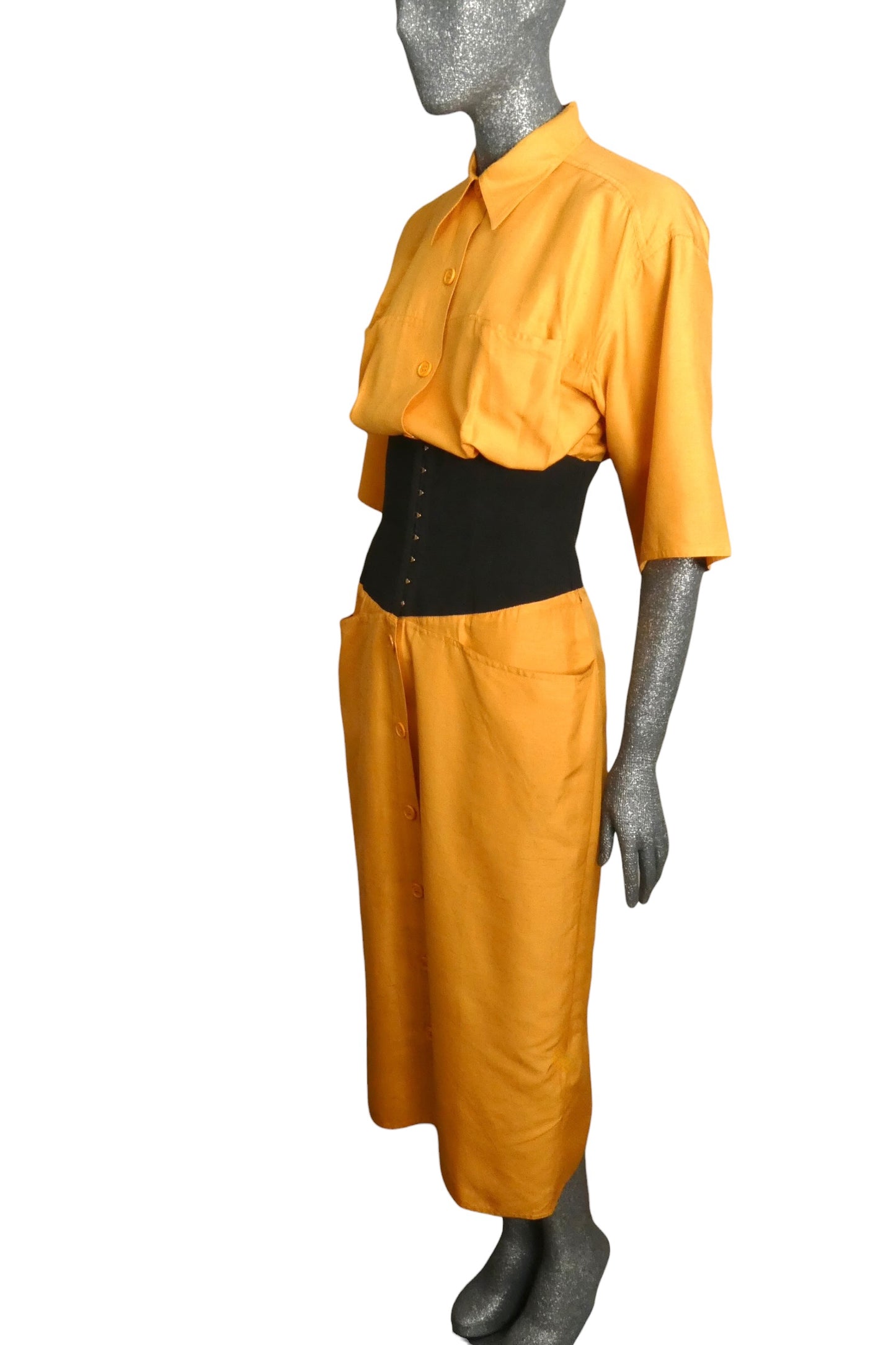 GIANFRANCO FERRE - 1980s Silk Corseted Dress, Size-8