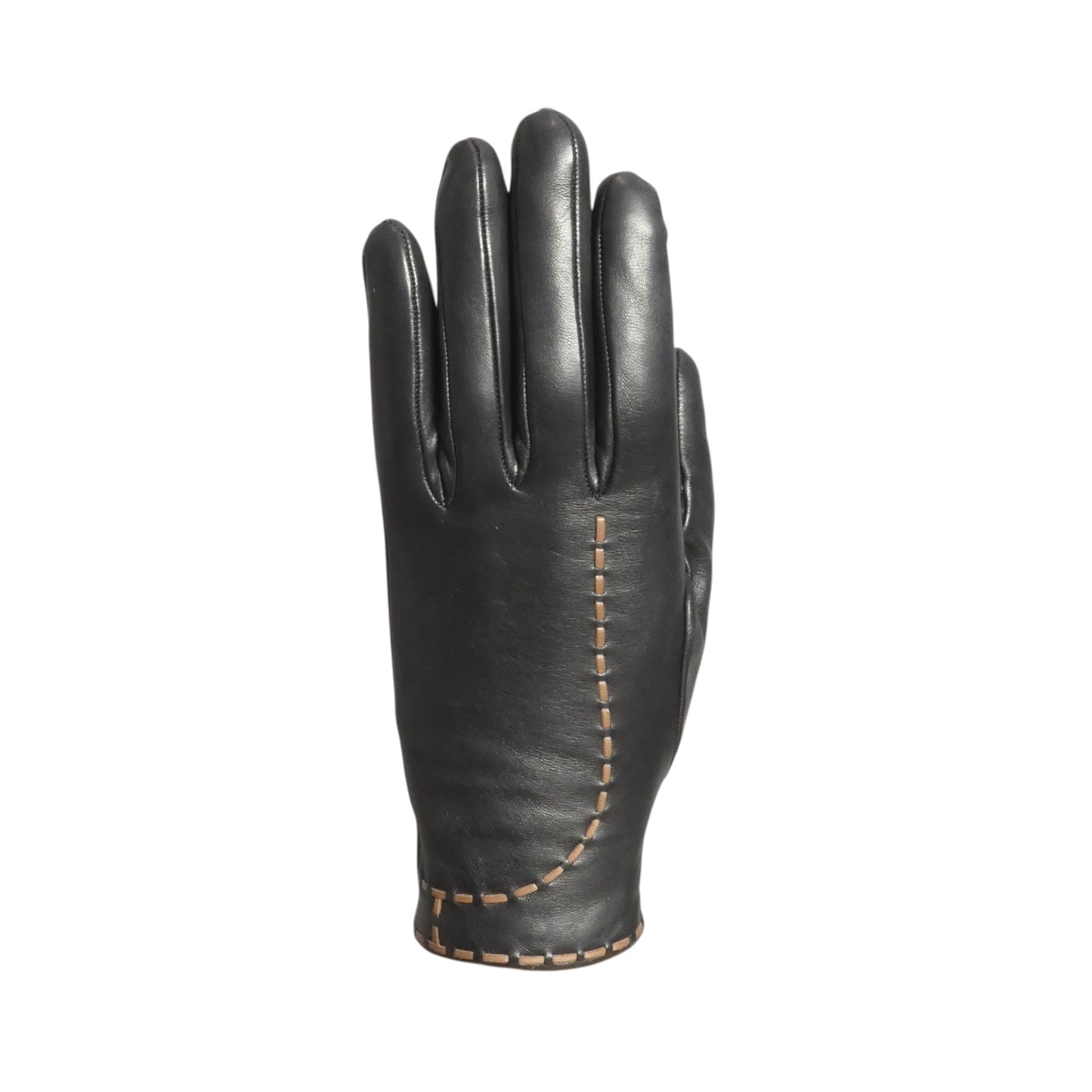 HERMES - Vintage Black Leather Gloves, Size-6