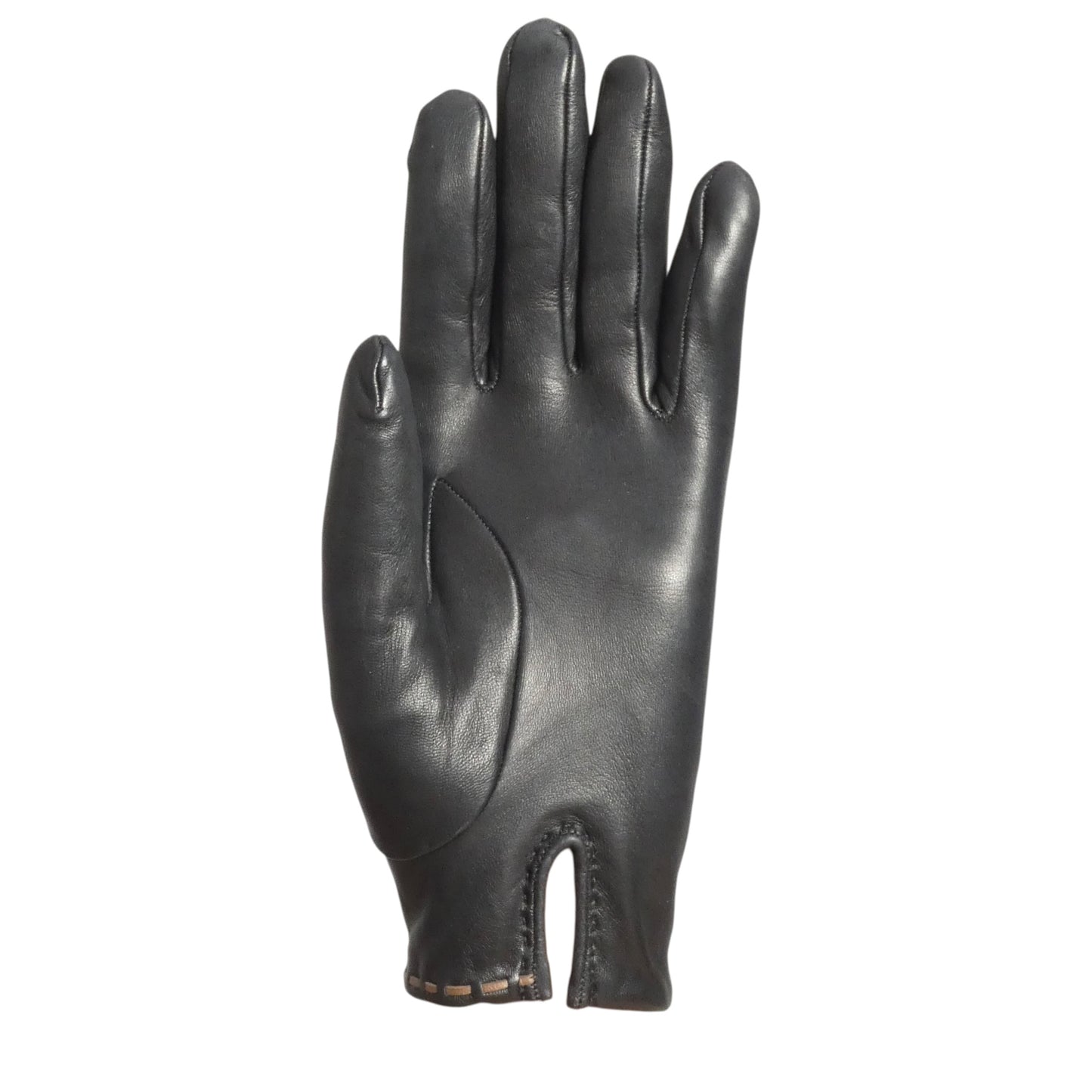 HERMES - Vintage Black Leather Gloves, Size-6