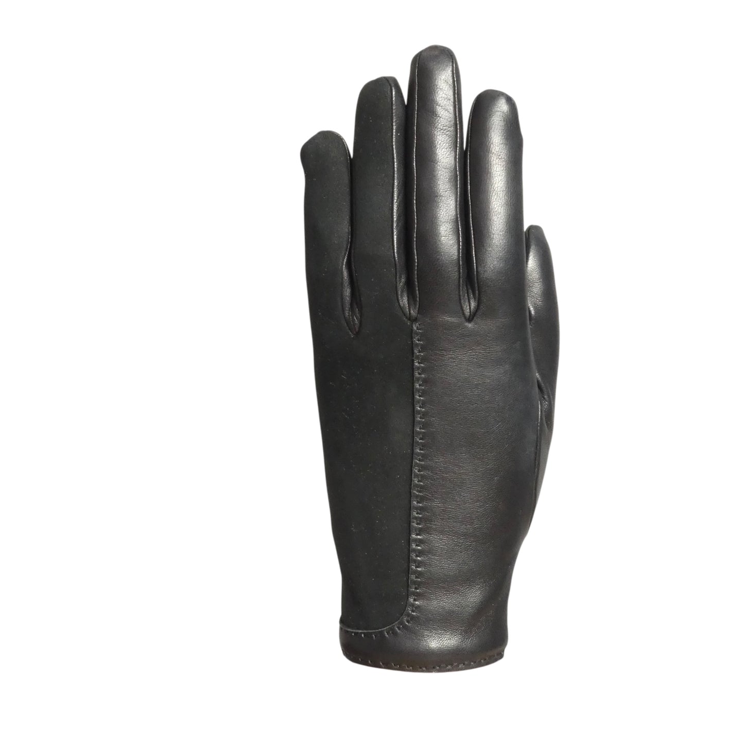 HERMES - Vintage Black Leather & Suede Gloves, Size-6