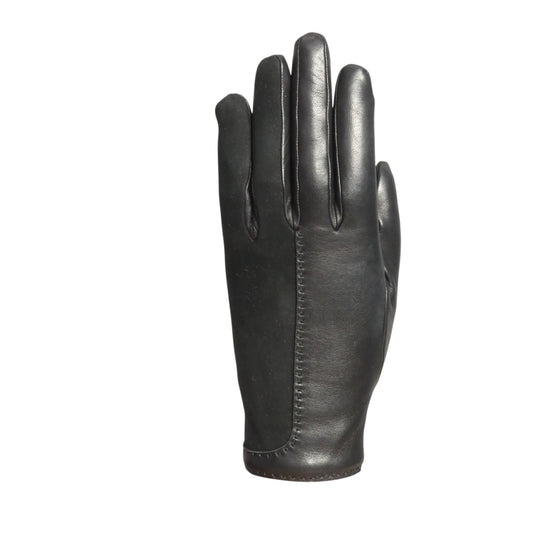 HERMES - Vintage Black Leather & Suede Gloves, Size-6
