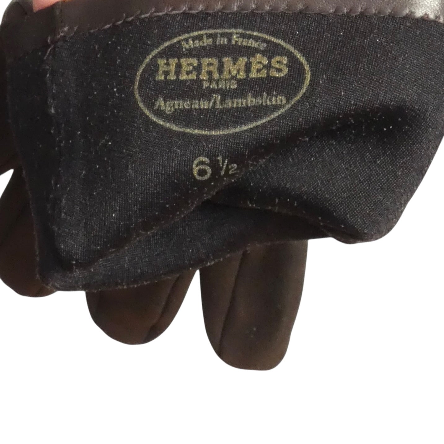 HERMES - Vintage Brown Leather & Suede Gloves, Size 6 1/2