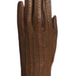 HERMES - Vintage Brown Woven Leather Gloves, Size-6 1/2