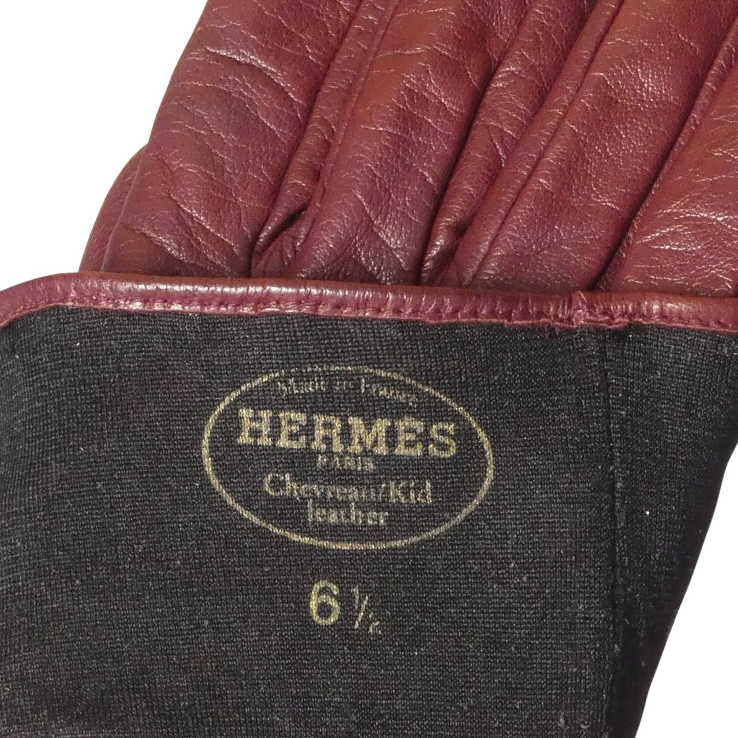 HERMES - Vintage Woven Leather Gloves, Size-6 1/2