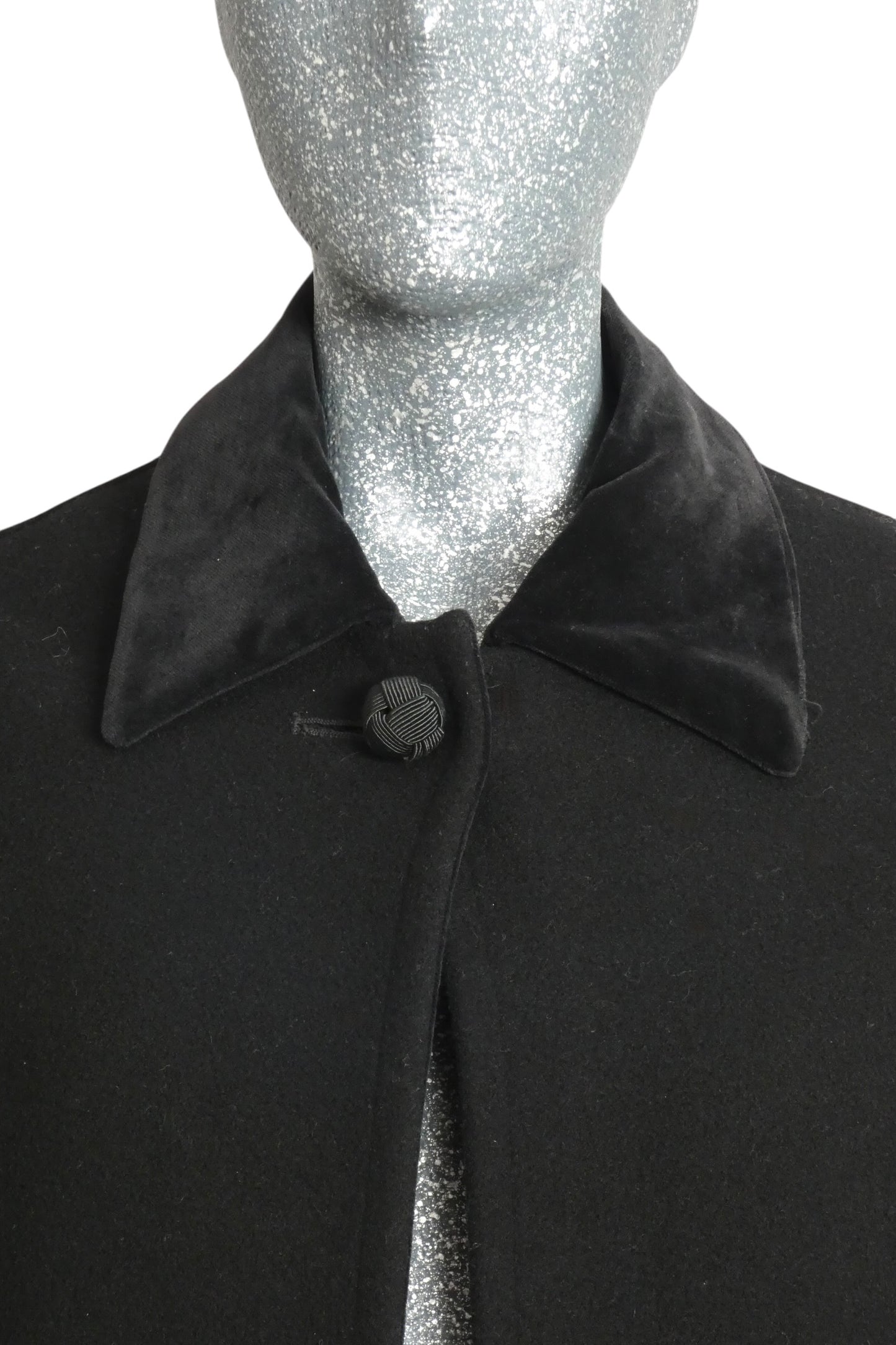 ISAAC MIZRAHI - 1990s Black Wool & Velveteen Coat, Size-Small