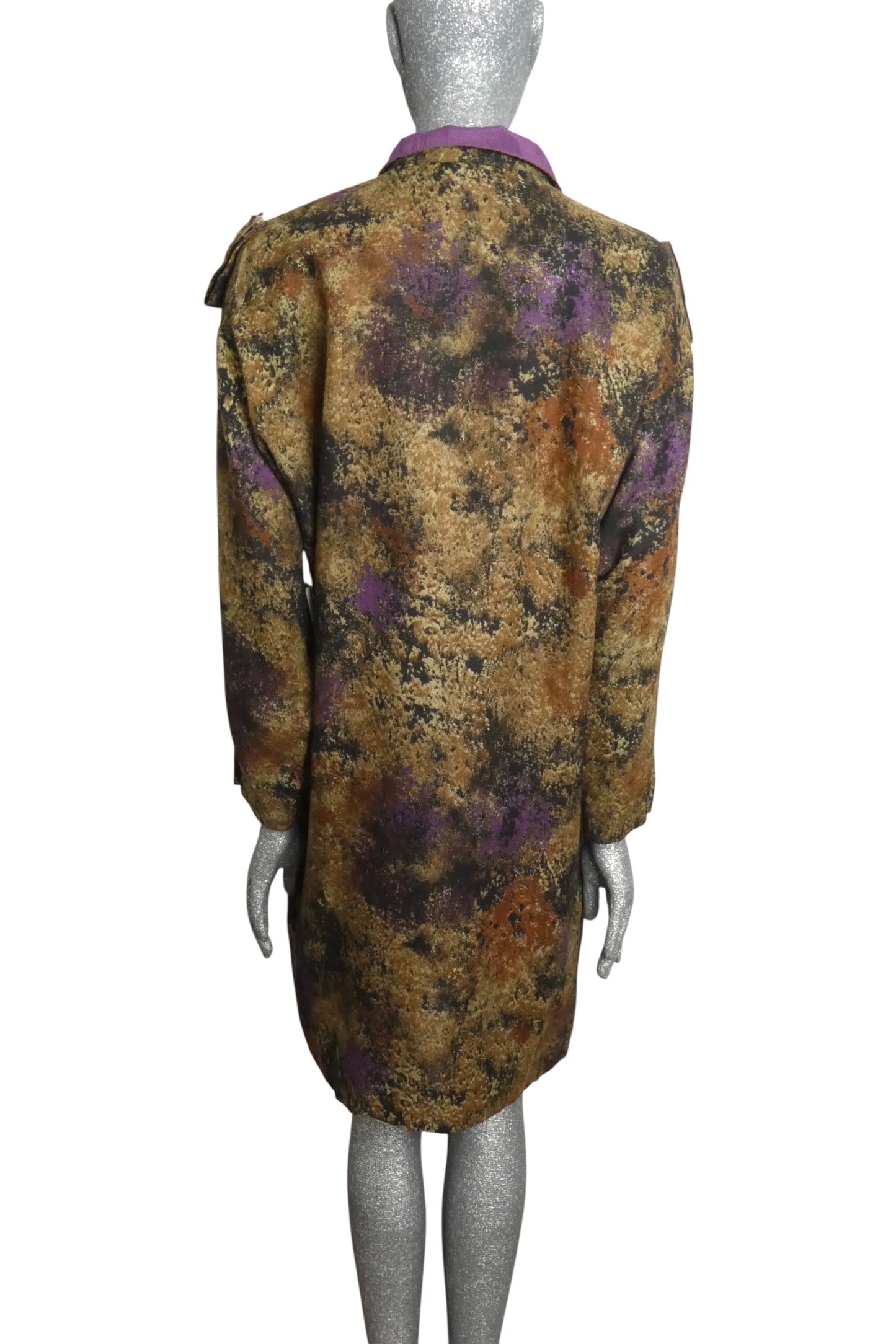 KRIZIA - 1980s Printed Wool Shirt Dress, Size-6