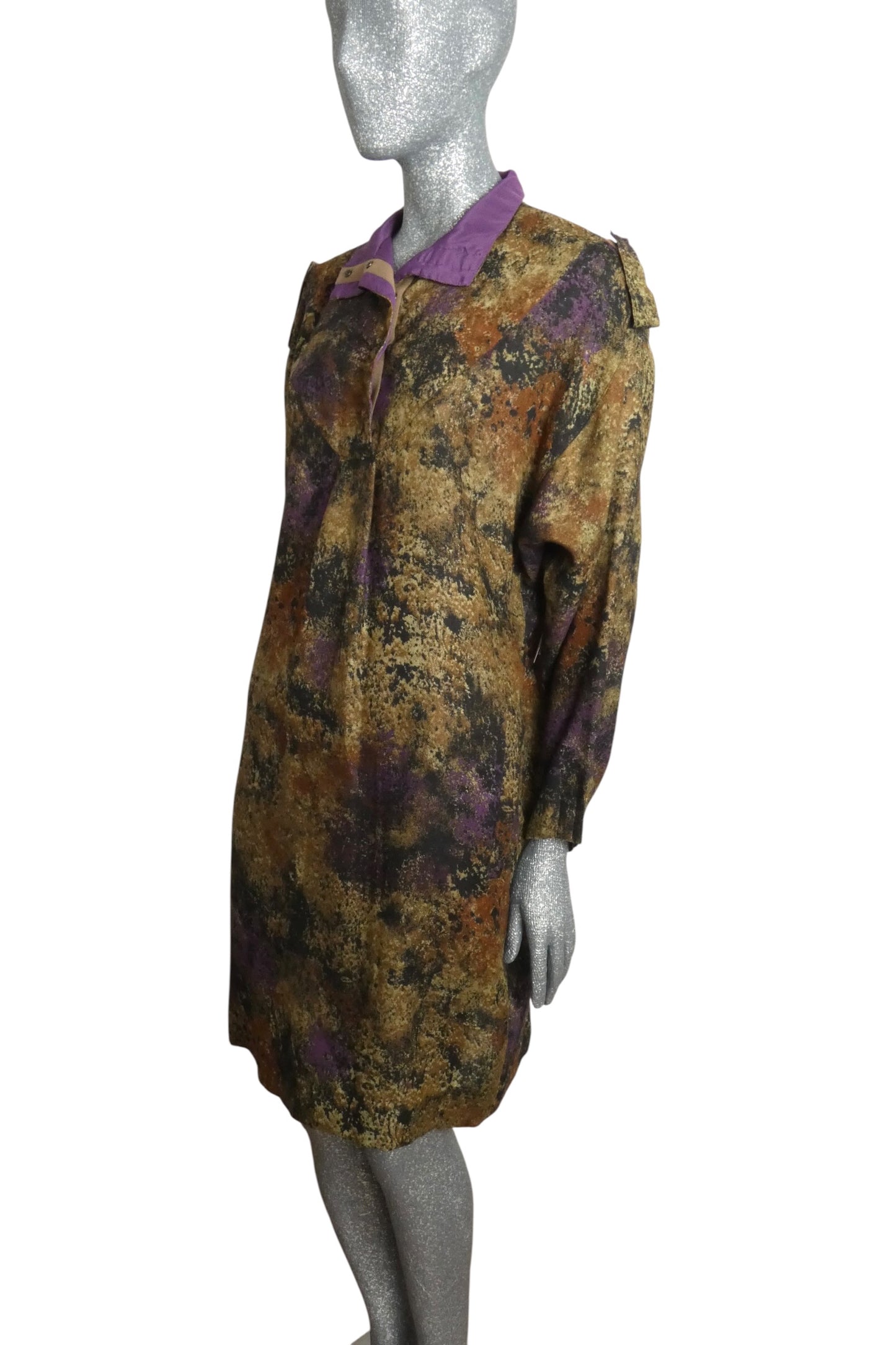 KRIZIA - 1980s Printed Wool Shirt Dress, Size-6