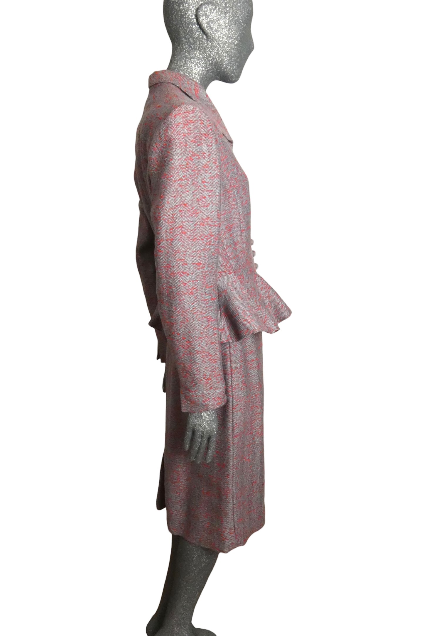 LILLI ANN - 1950s Blue & Pink Tweed Suit, Size-8