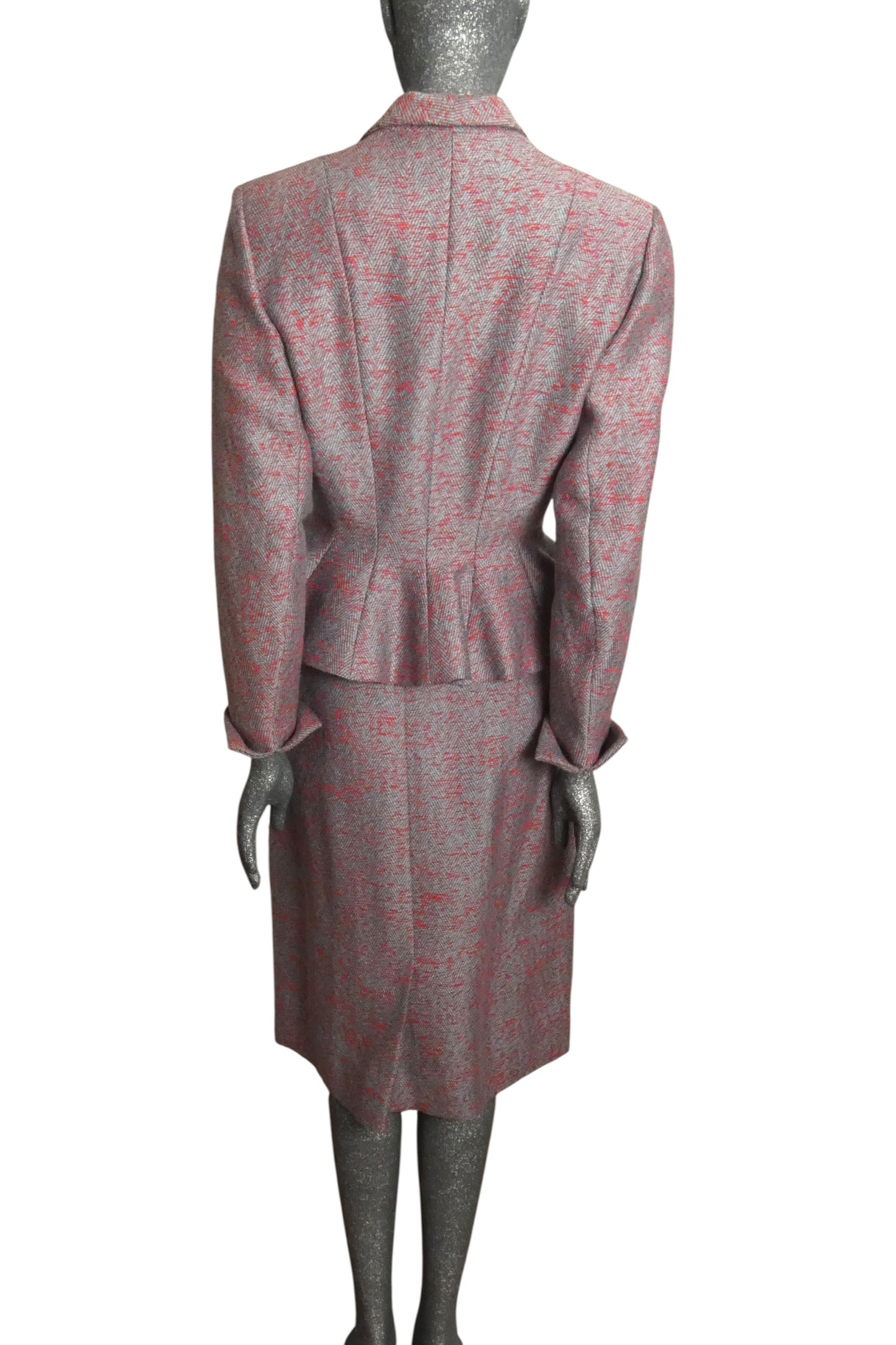 LILLI ANN - 1950s Blue & Pink Tweed Suit, Size-8