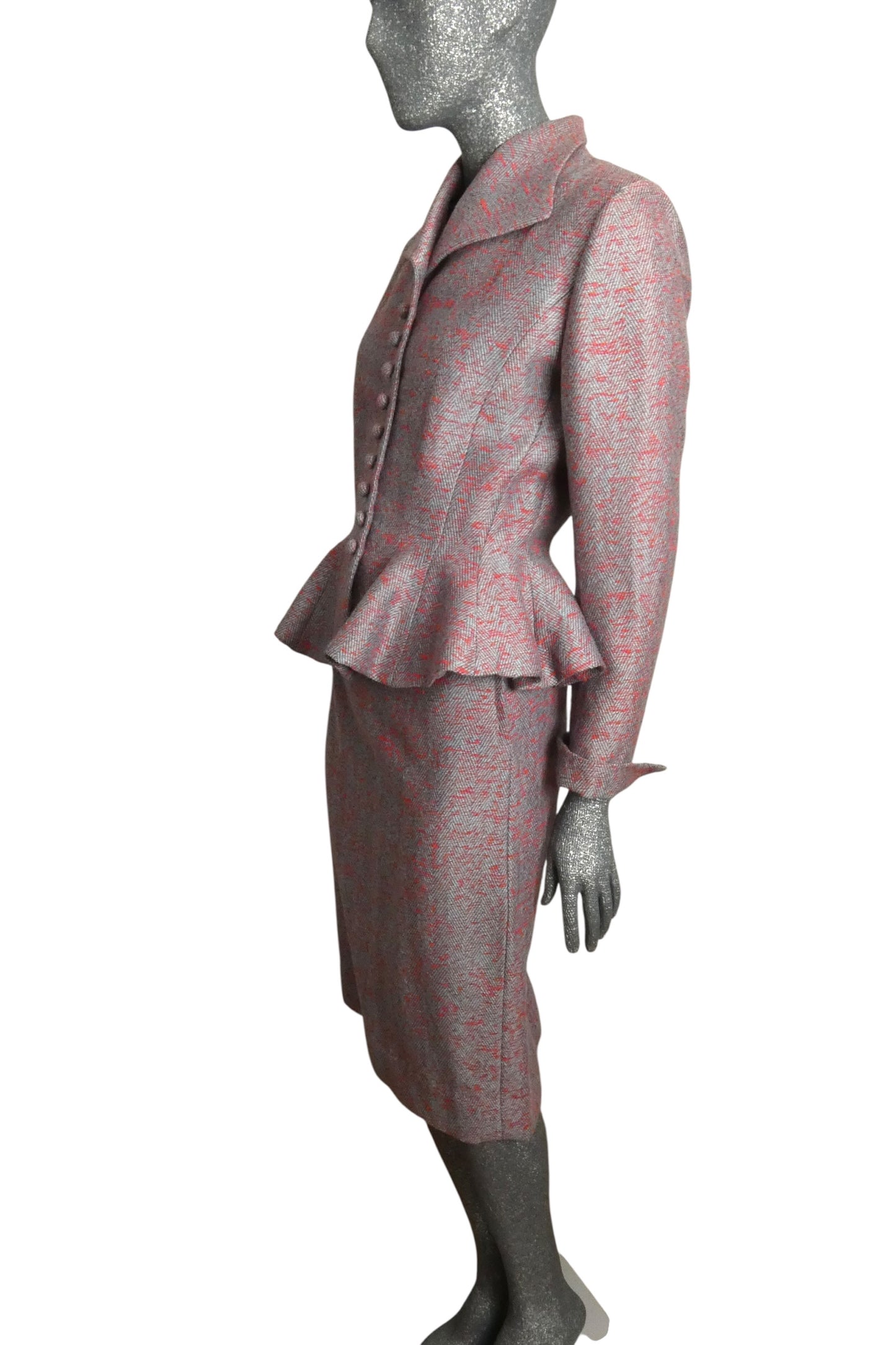 LILLI ANN - 1950s Blue & Pink Tweed Suit, Size-8