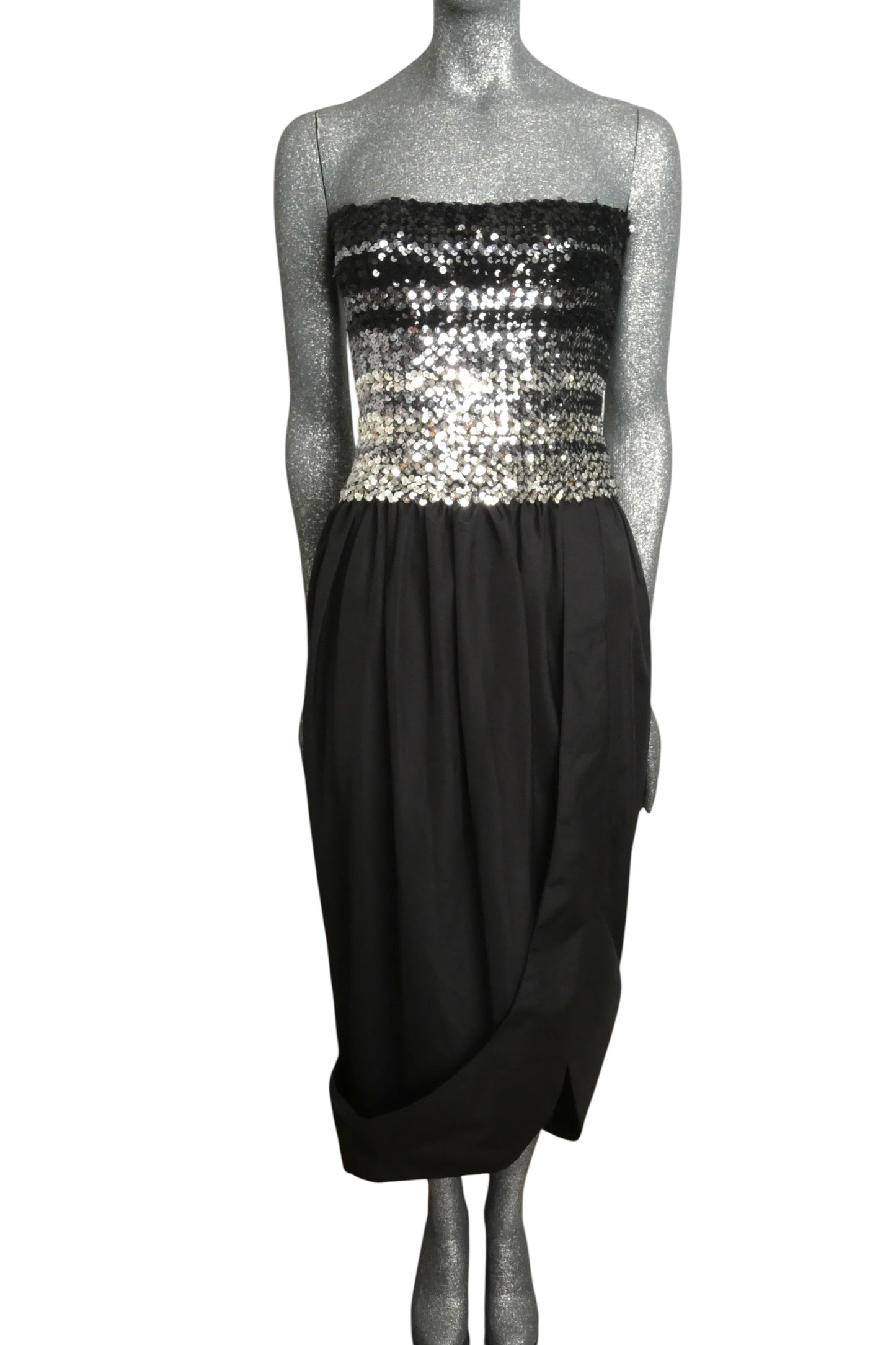 LILLI DIAMOND-1970s Sequin & Taffeta Dress, Size-8
