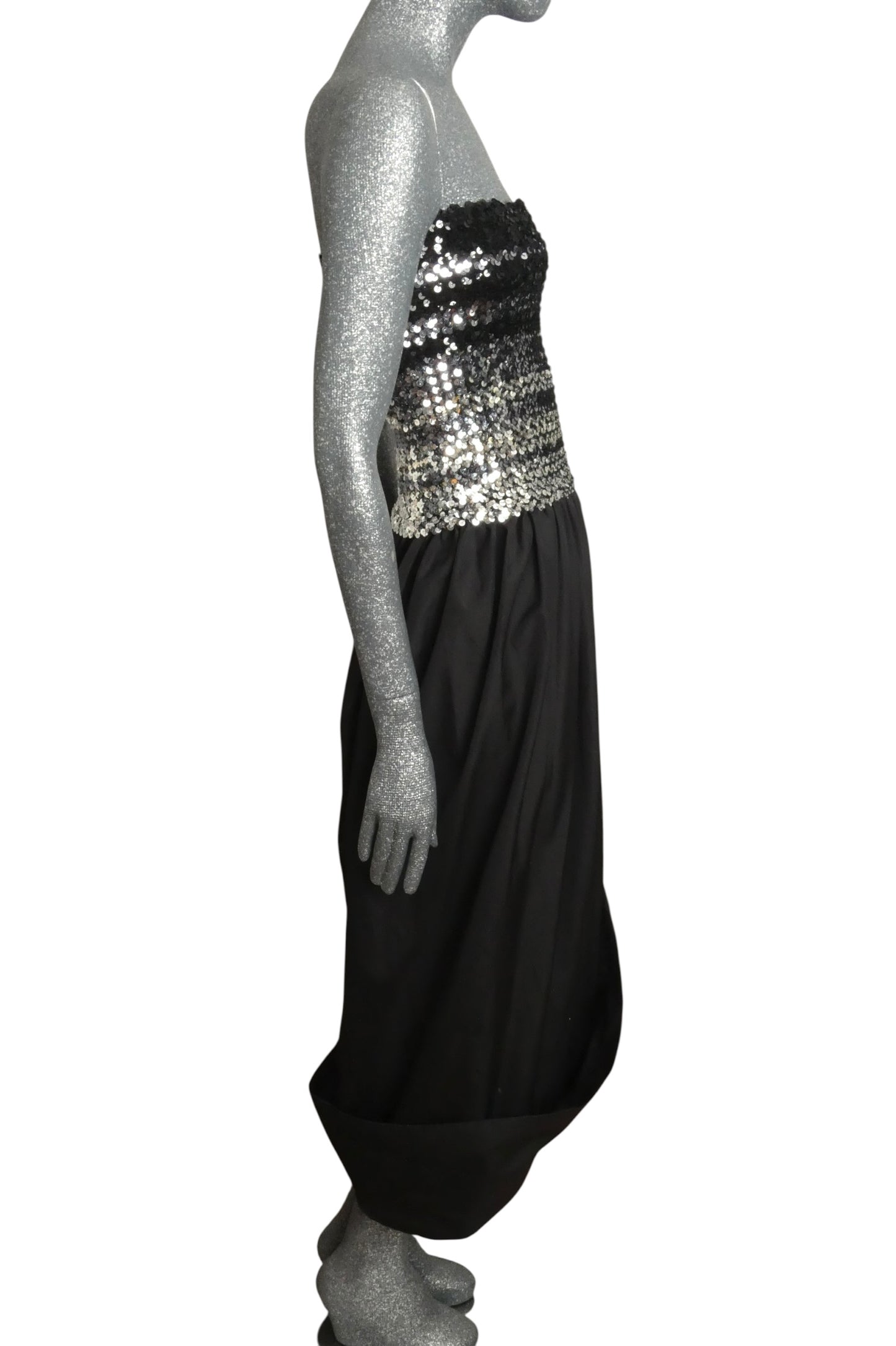LILLI DIAMOND-1970s Sequin & Taffeta Dress, Size-8