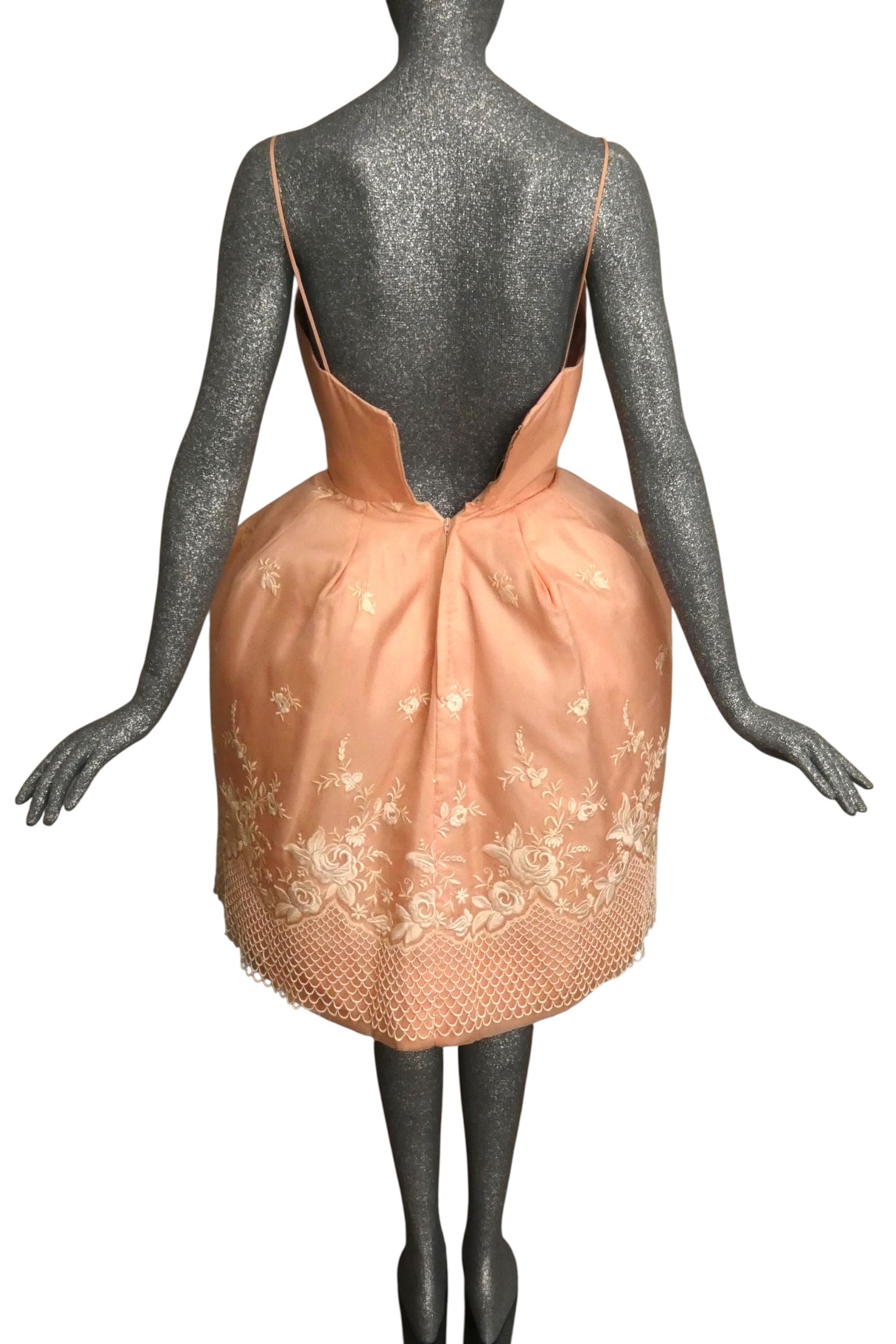 MICHAEL NOVARESE - 1960s Embroidered Organza Party Dress, Size-2