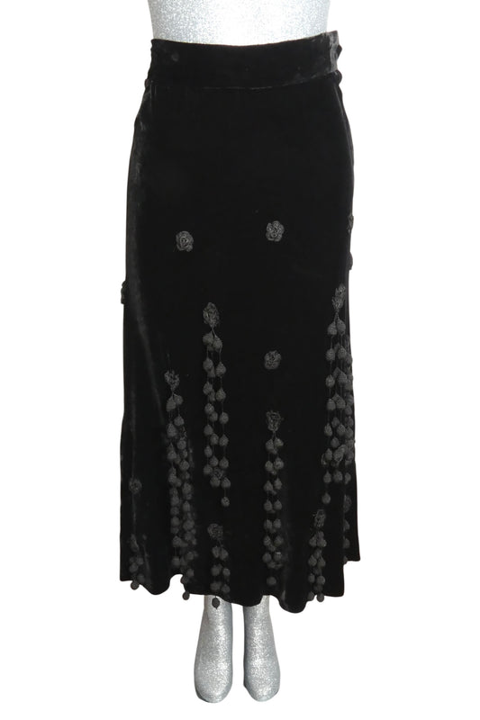 MOSCHINO CHEAP & CHIC - 1990s Tassled Velvet Skirt, Size 2